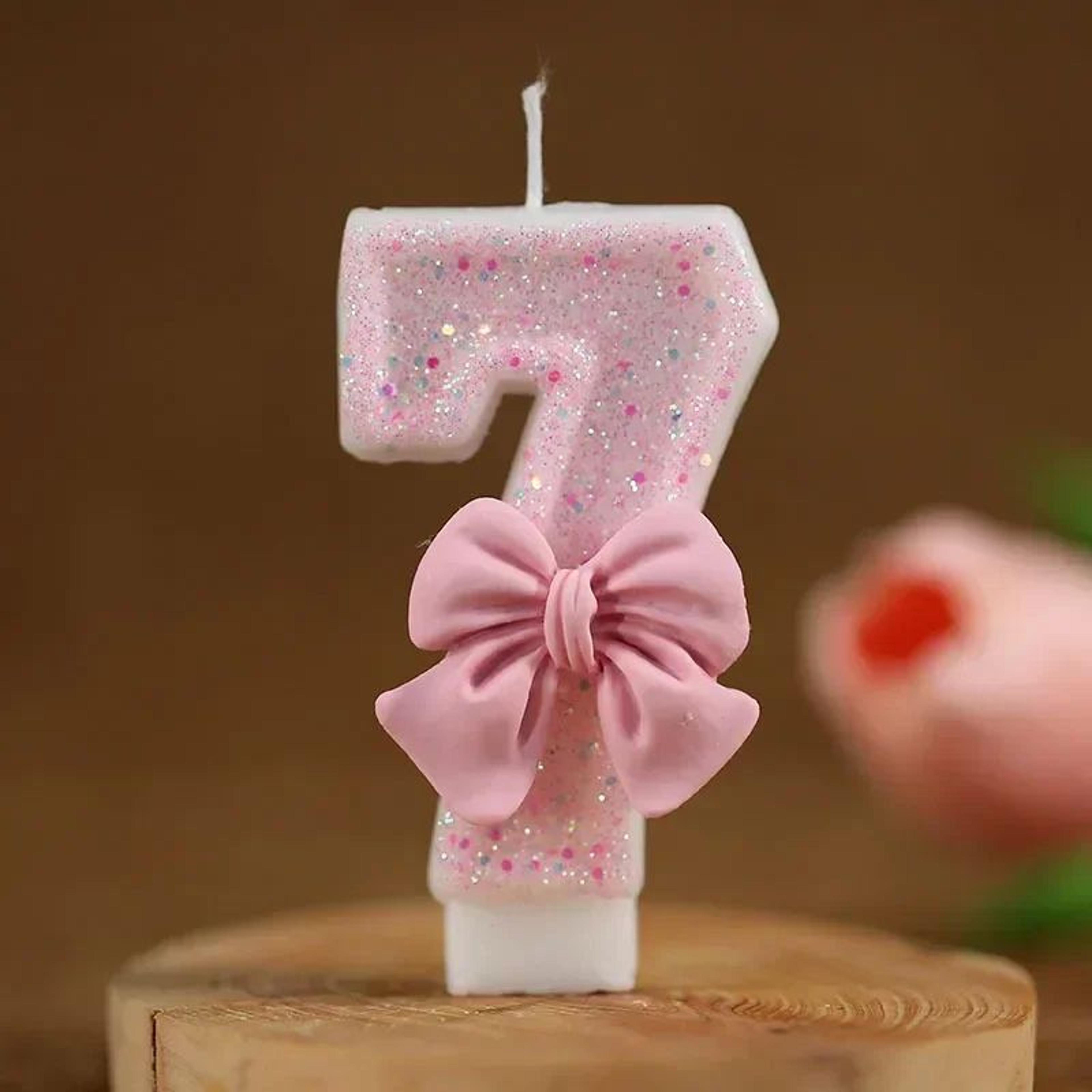Pink Glitter 3D Number Birthday Candle Cake Topper 8