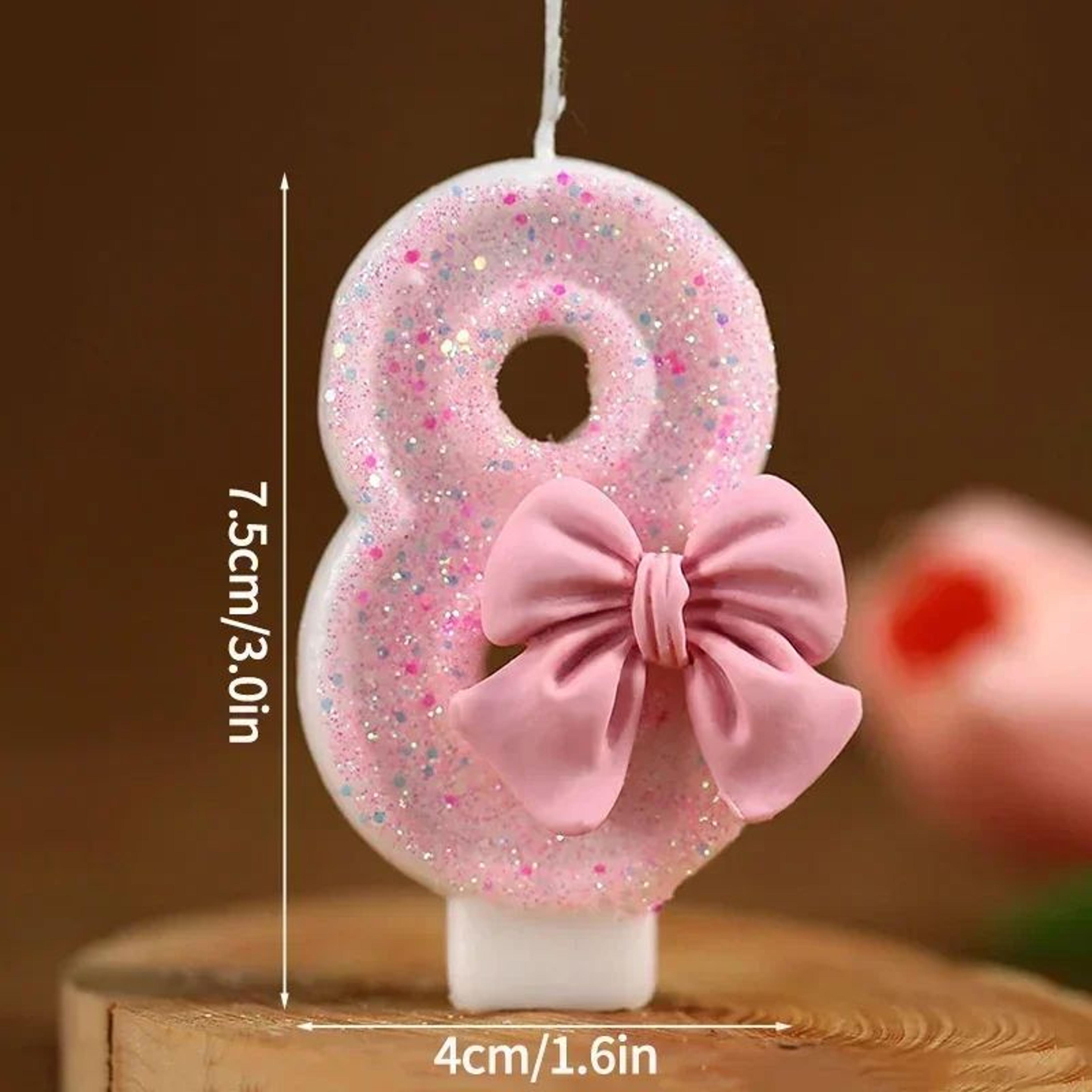 Pink Glitter 3D Number Birthday Candle Cake Topper 9