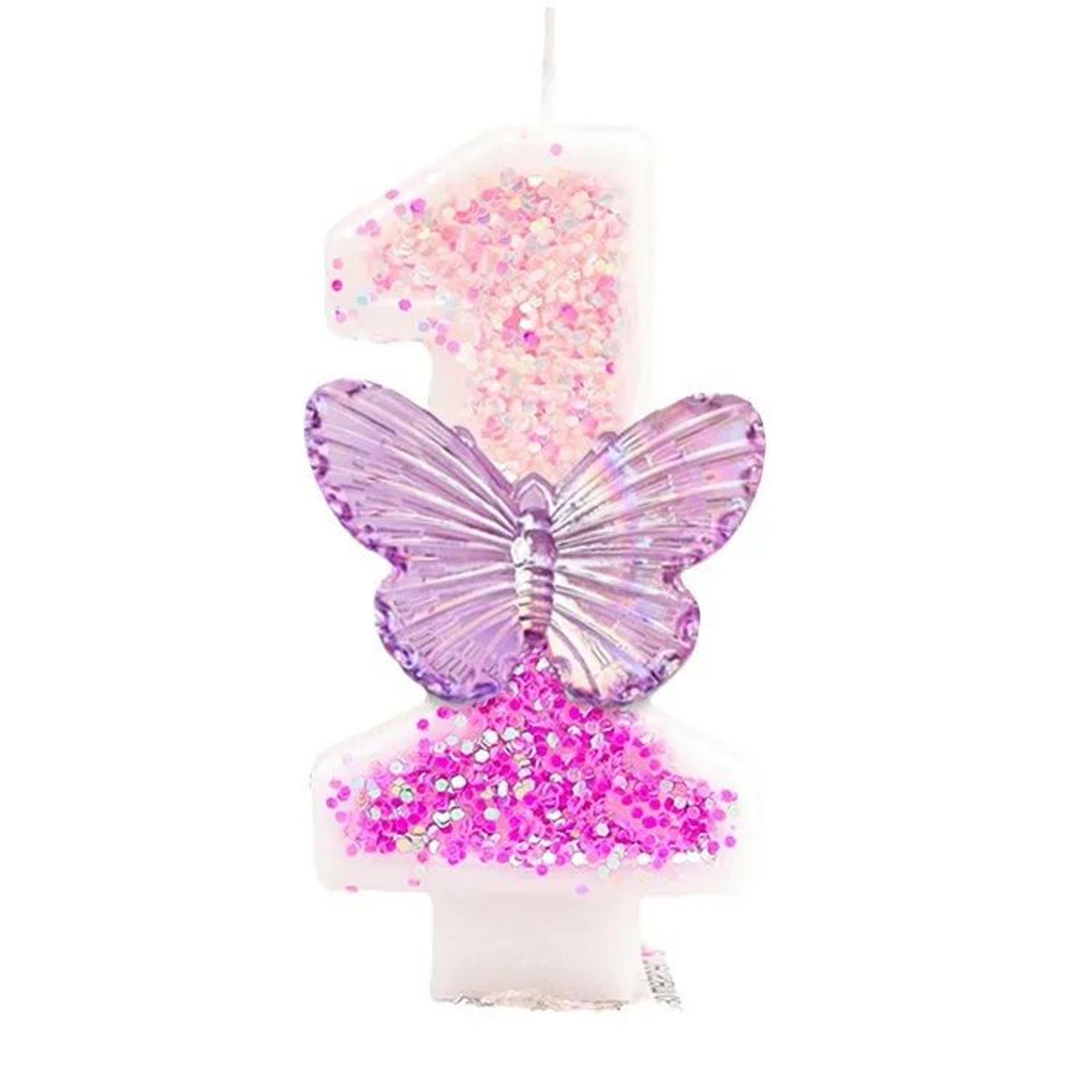 Purple Butterfly Number Birthday Candle For Princess Cake 5