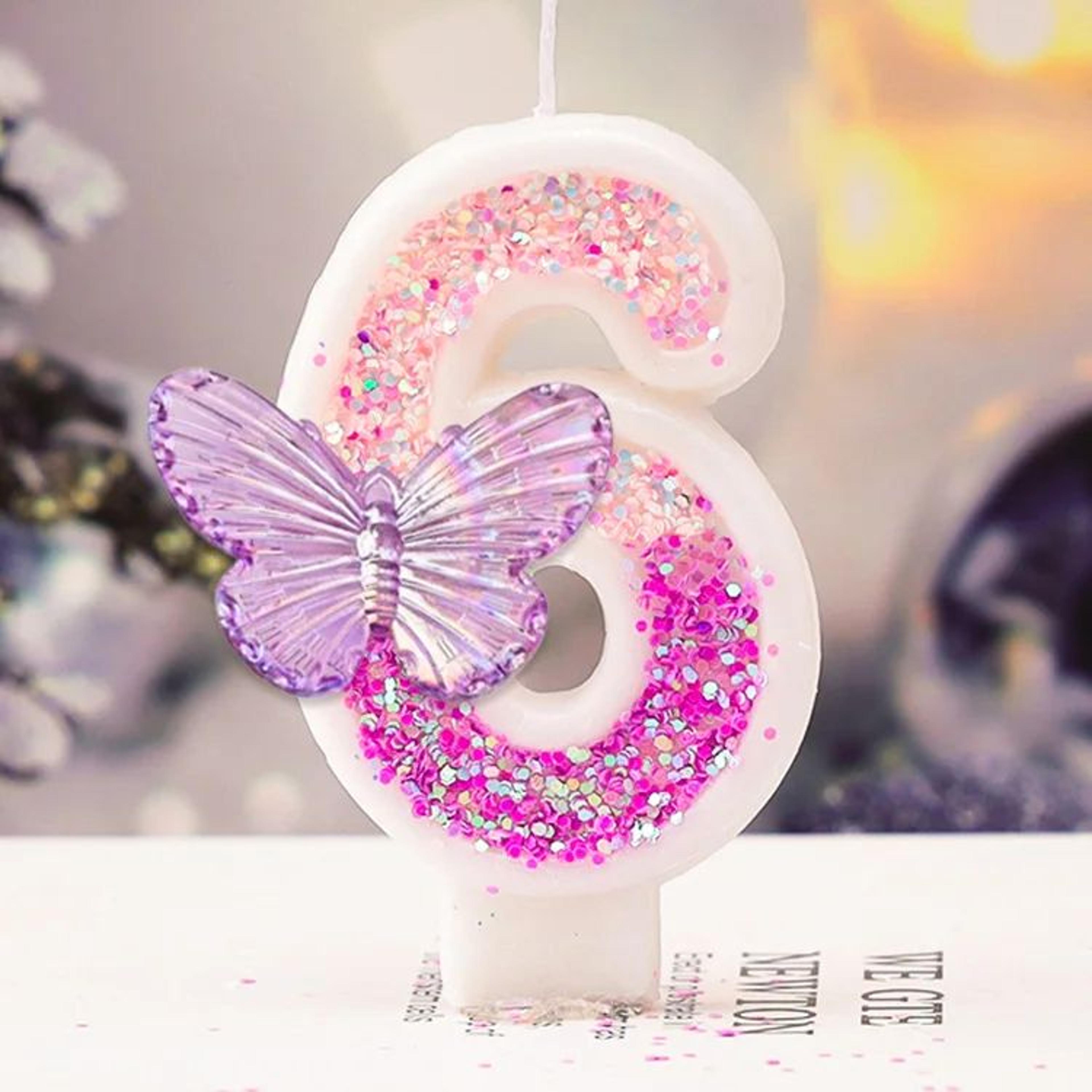Purple Butterfly Number Birthday Candle For Princess Cake 12