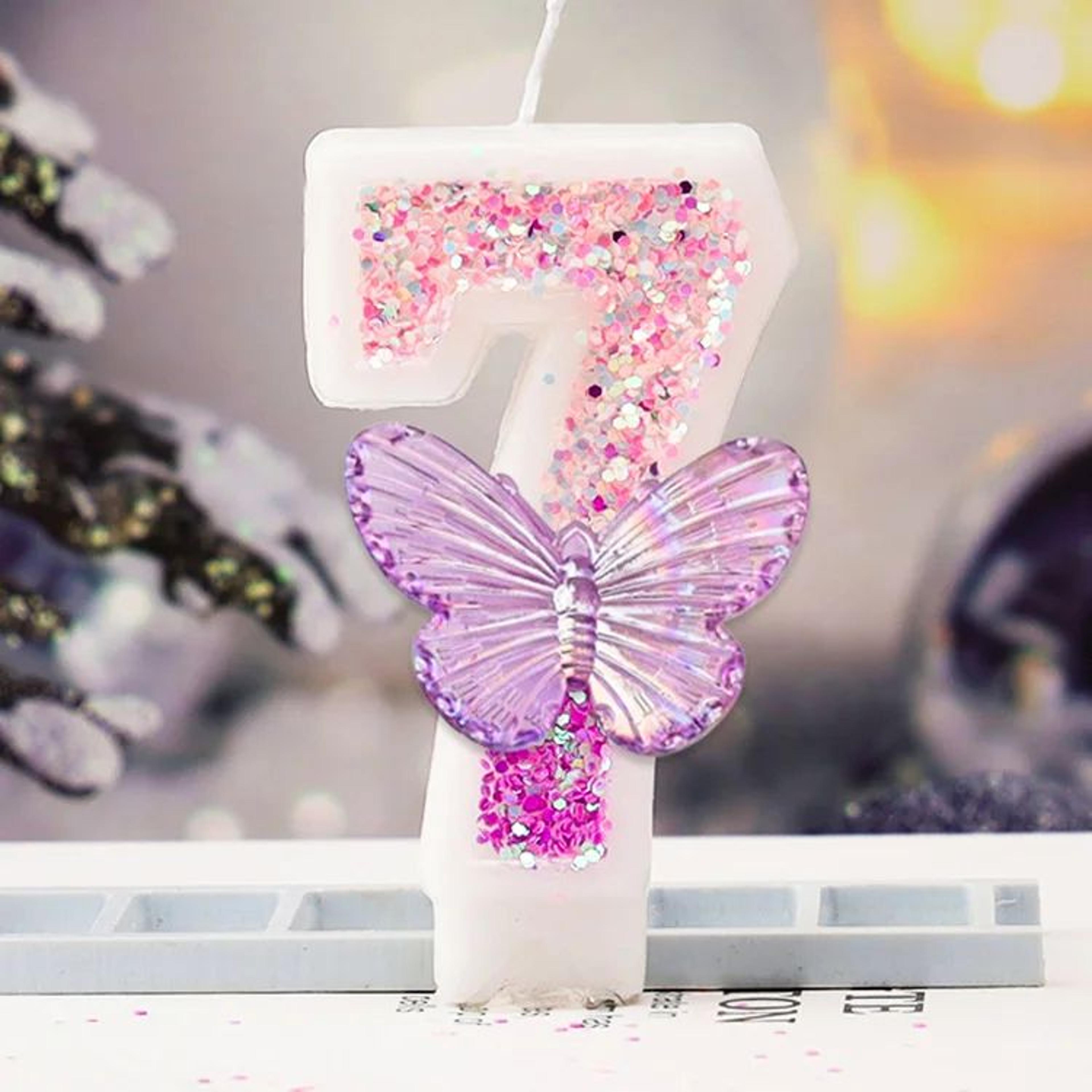 Purple Butterfly Number Birthday Candle For Princess Cake 13