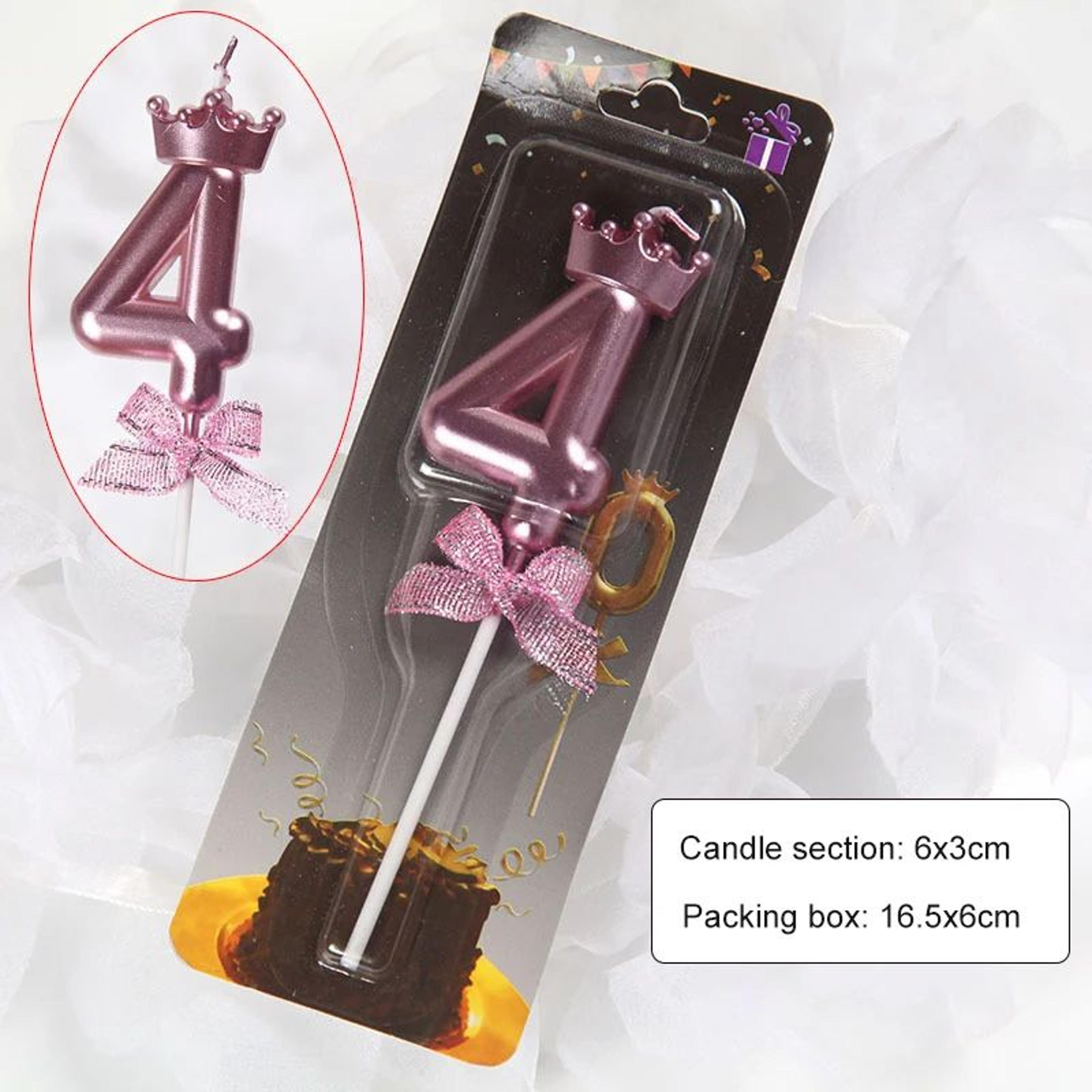 Rose Gold Crown Bow Number Birthday Candle 0 To 9 10