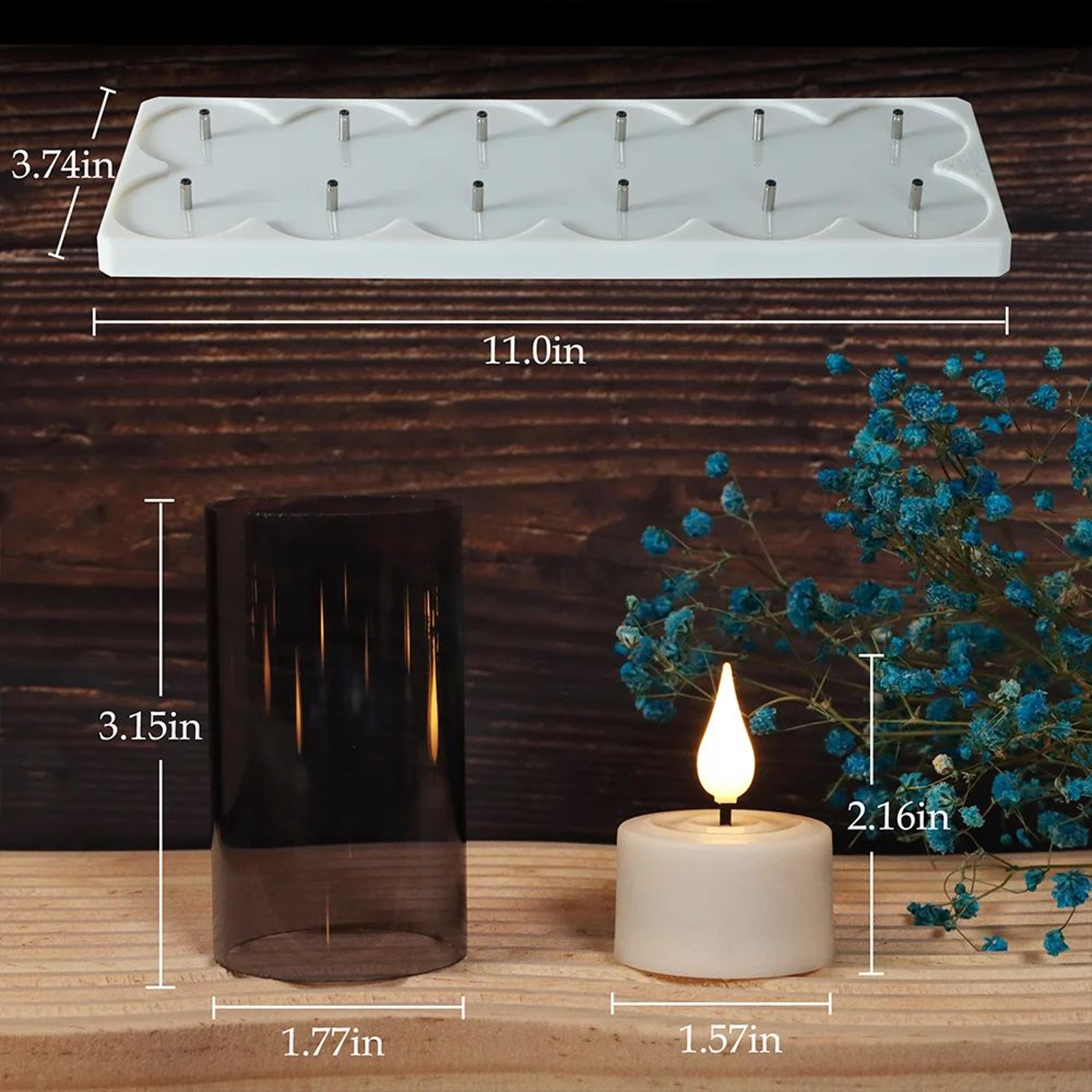 Rechargeable LED Tea Light Candles With Timer And Black Cups Set 4
