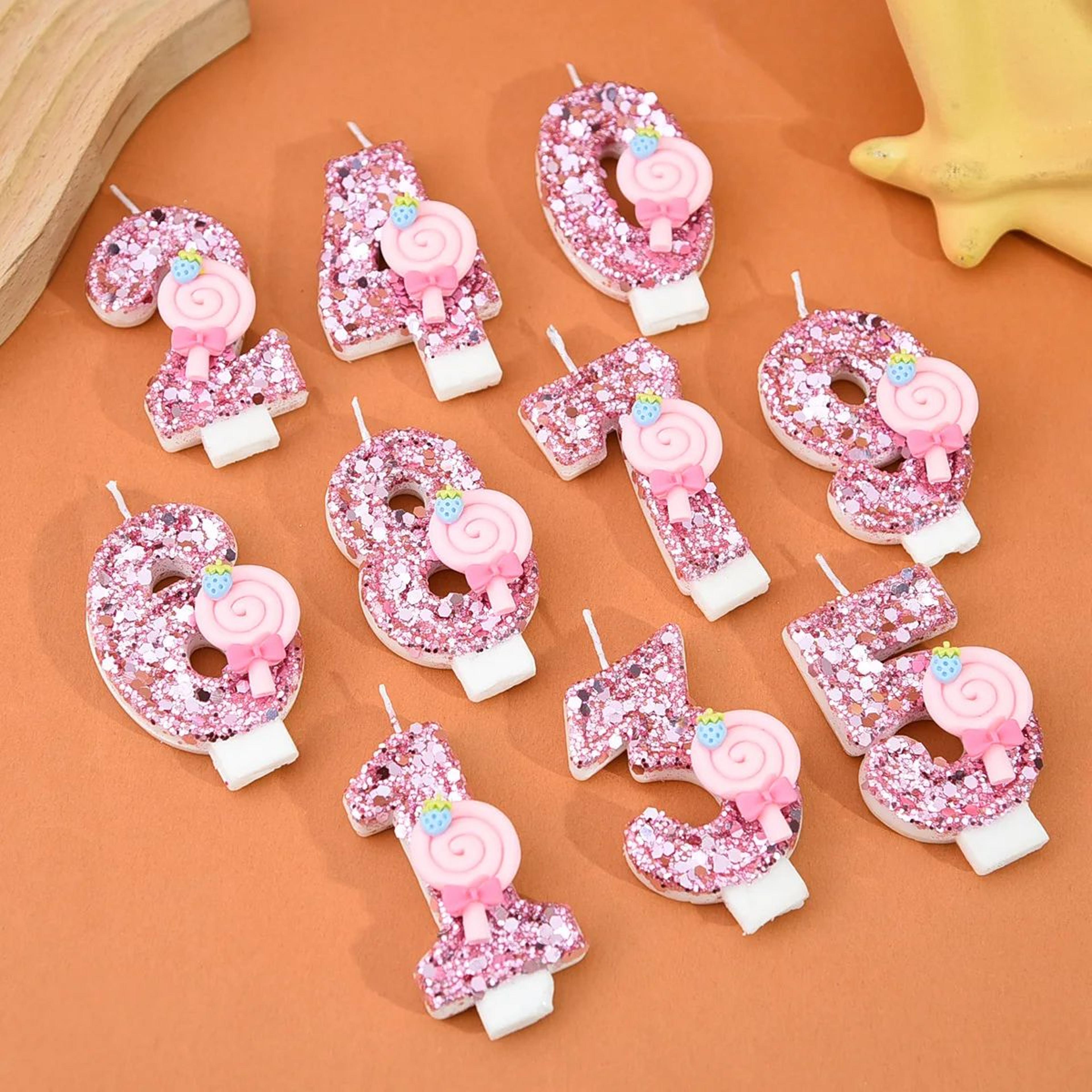 Pink Lollipop Number Birthday Candle Cake Topper 2