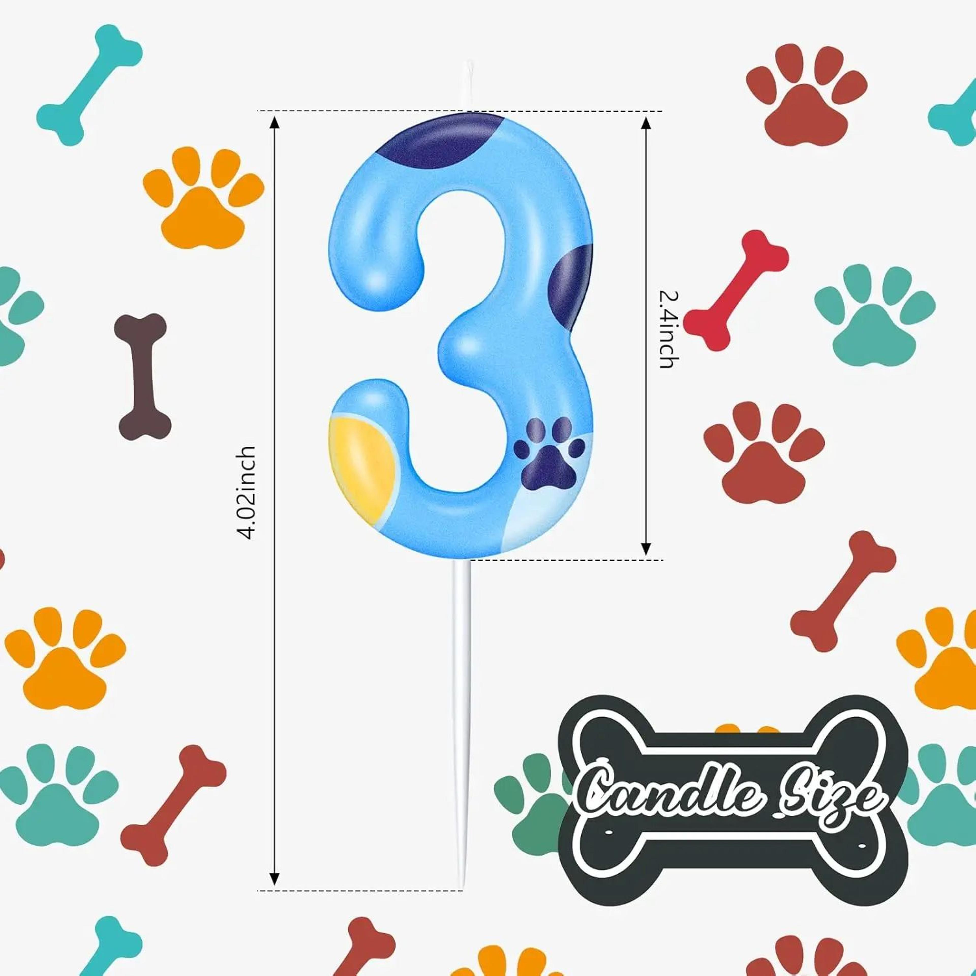 Blue Dog Paw Number Birthday Candle Cake Topper 5