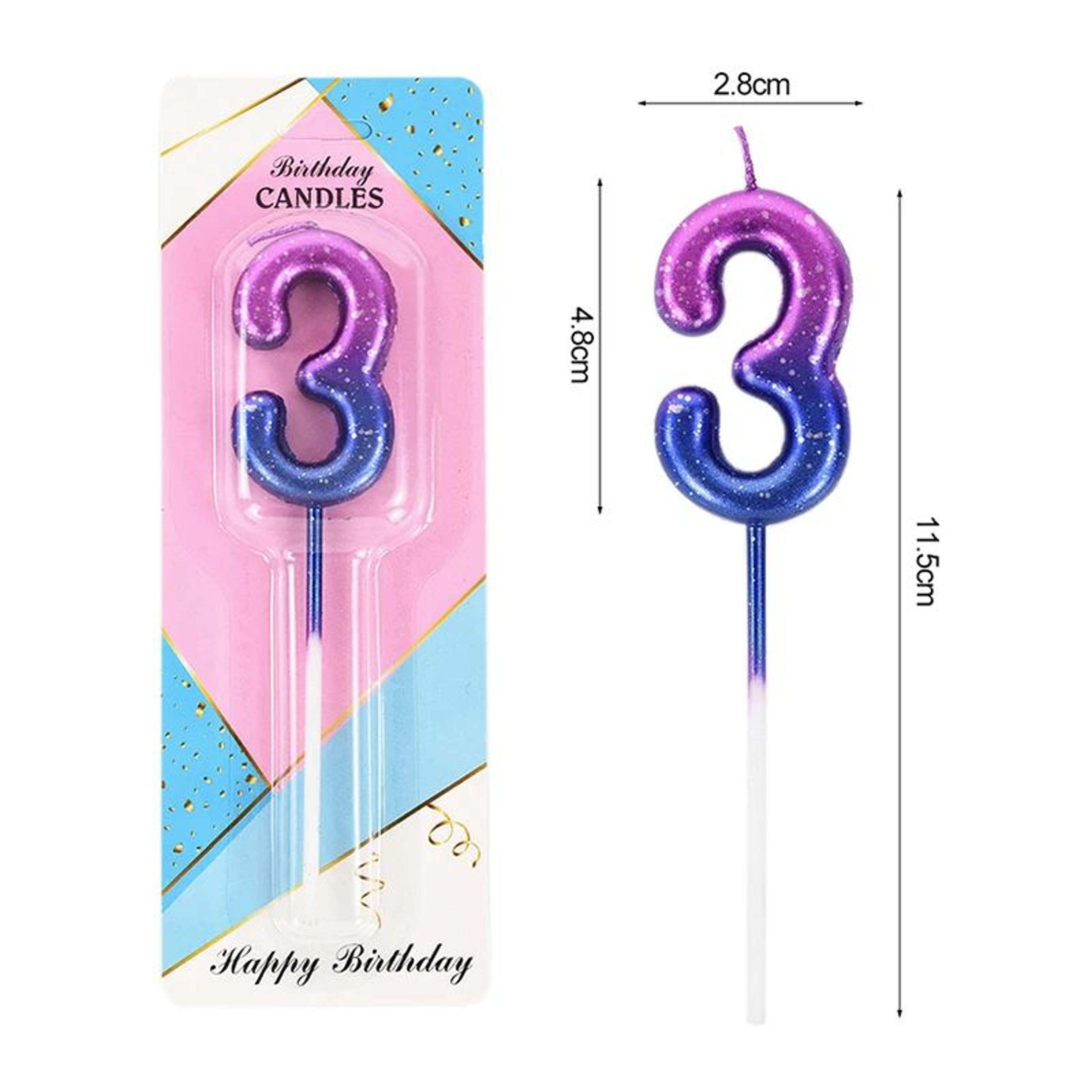 Gradient Glitter Number Birthday Candle Cake Topper 5