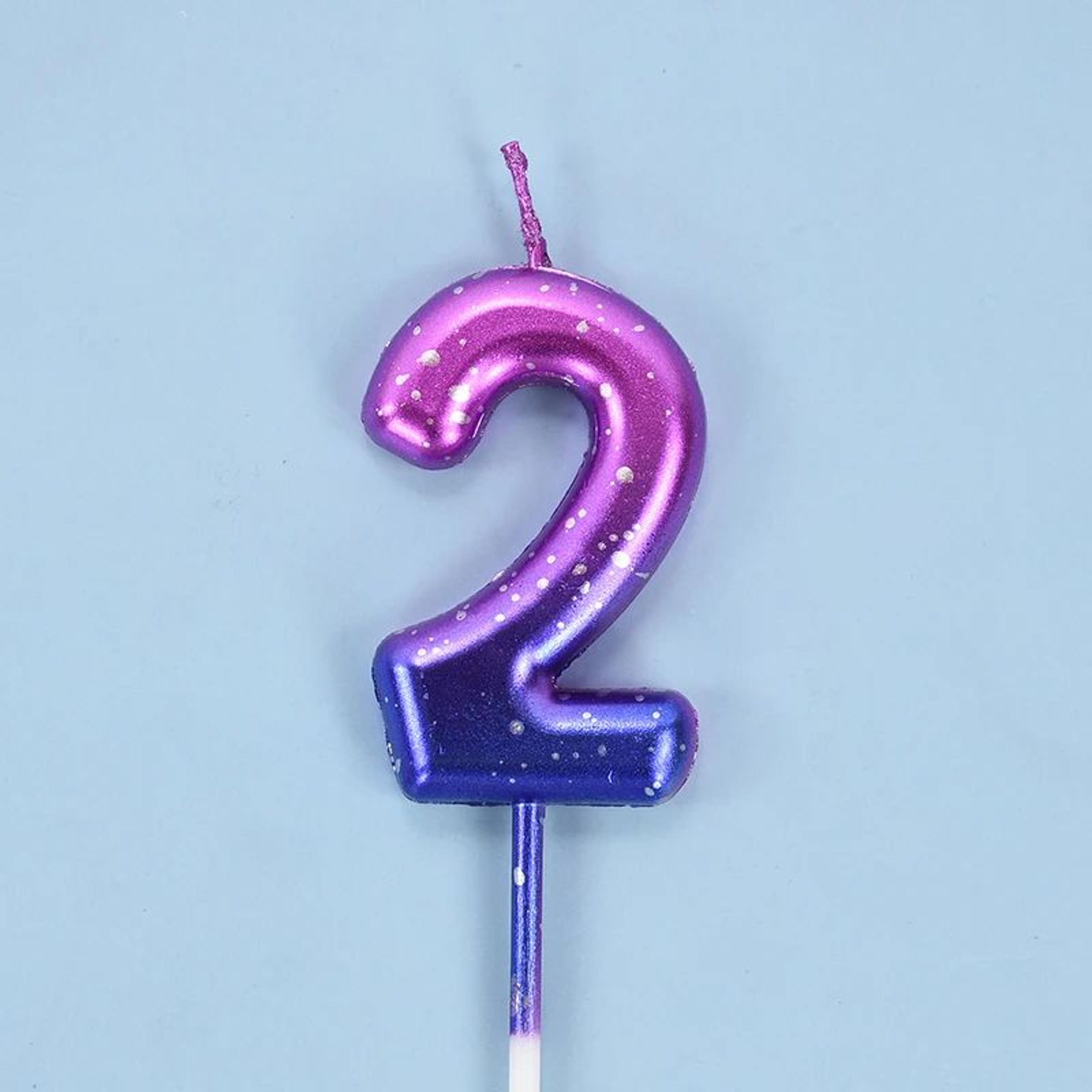 Gradient Glitter Number Birthday Candle Cake Topper 8