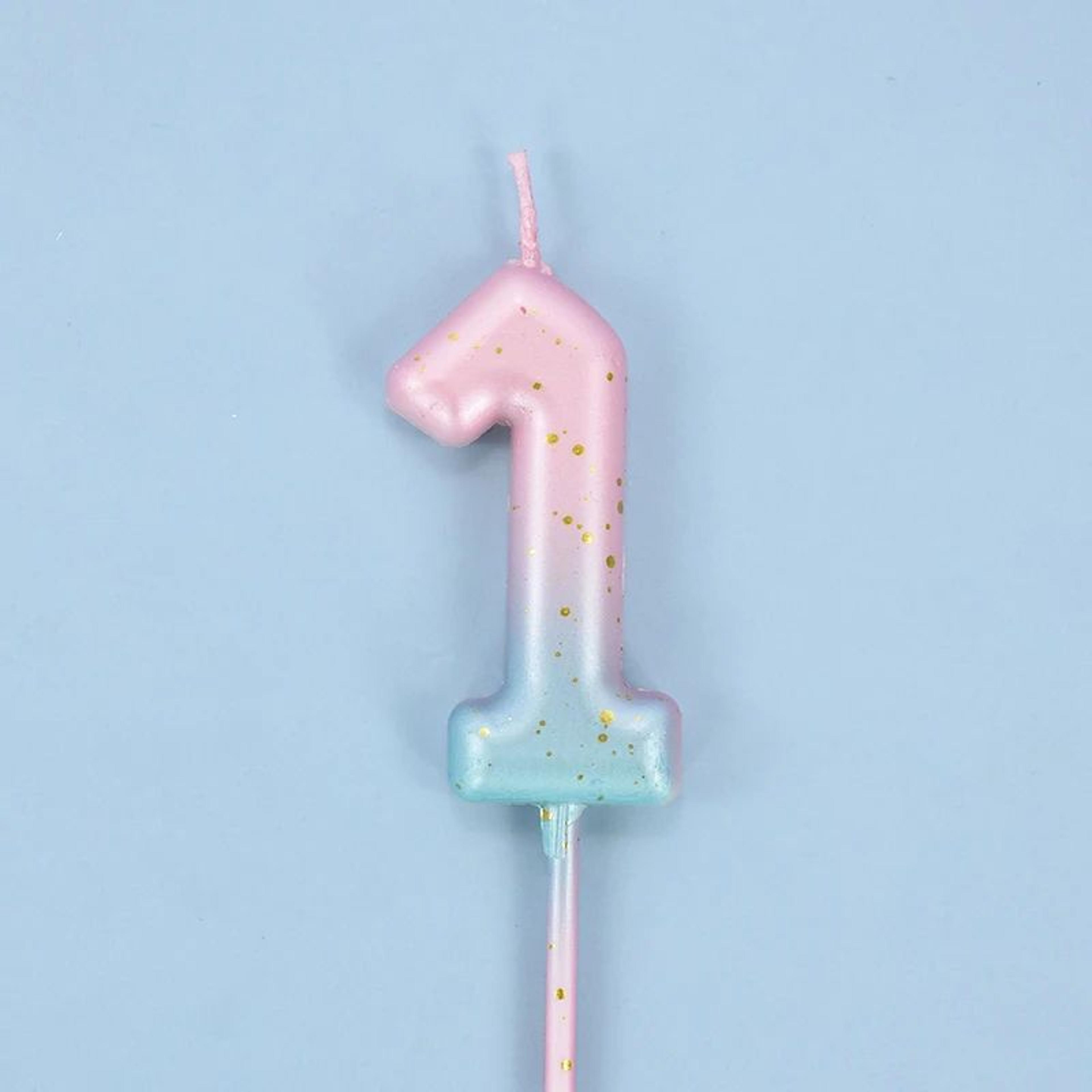Gradient Glitter Number Birthday Candle Cake Topper 17