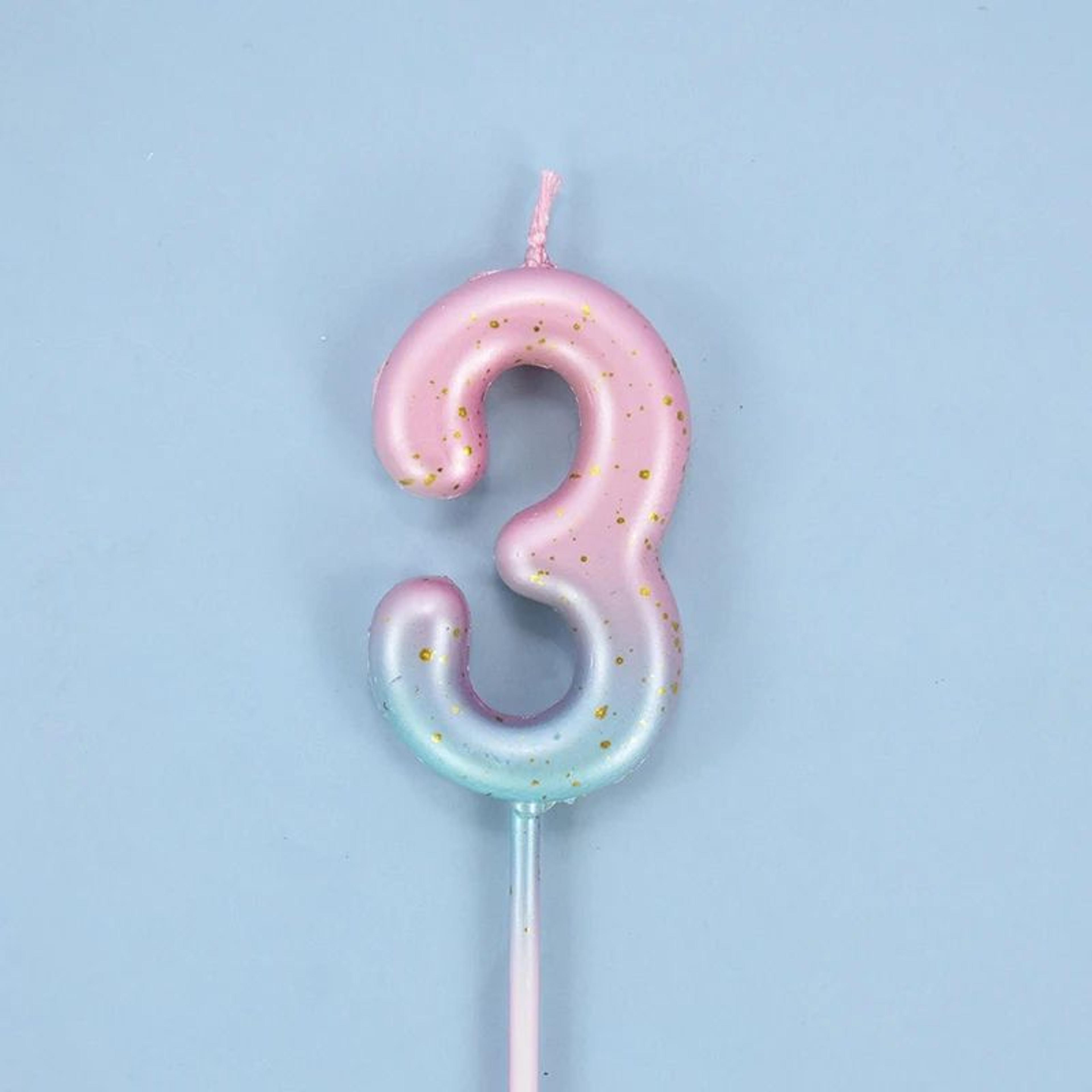 Gradient Glitter Number Birthday Candle Cake Topper 19