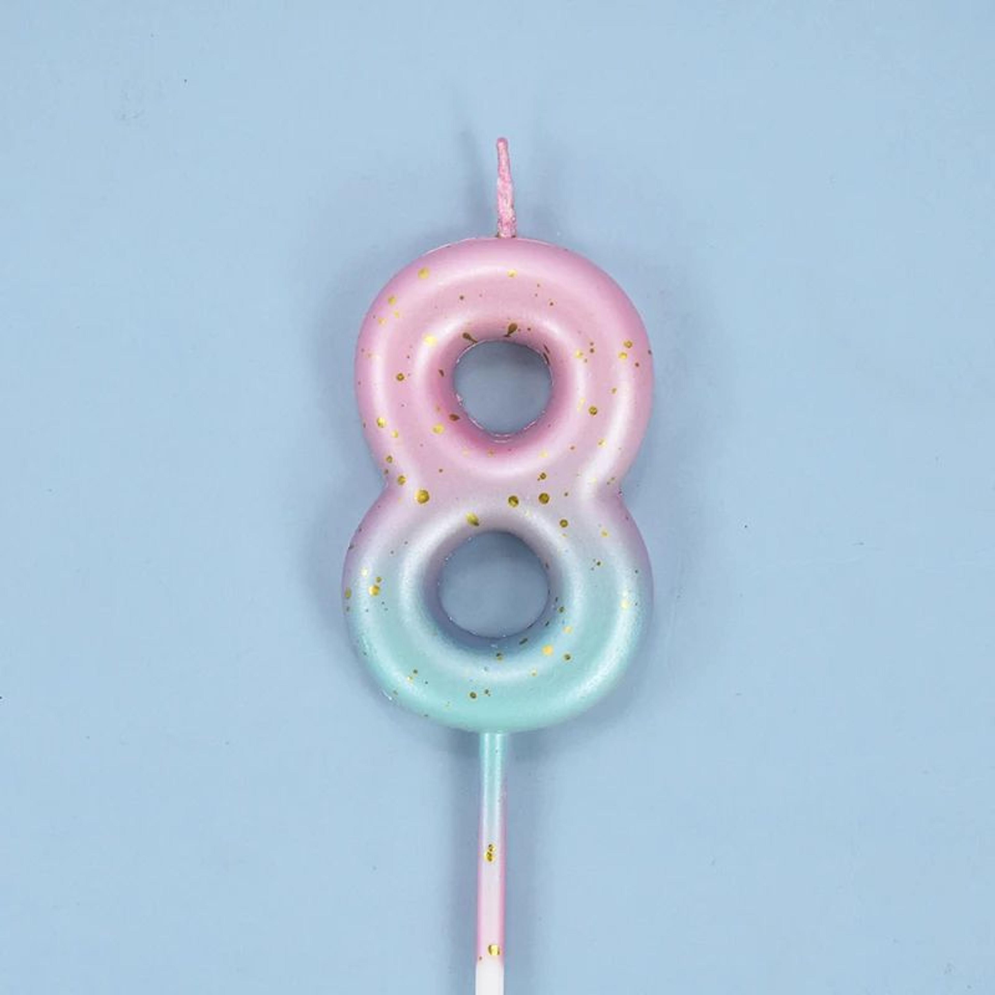 Gradient Glitter Number Birthday Candle Cake Topper 24