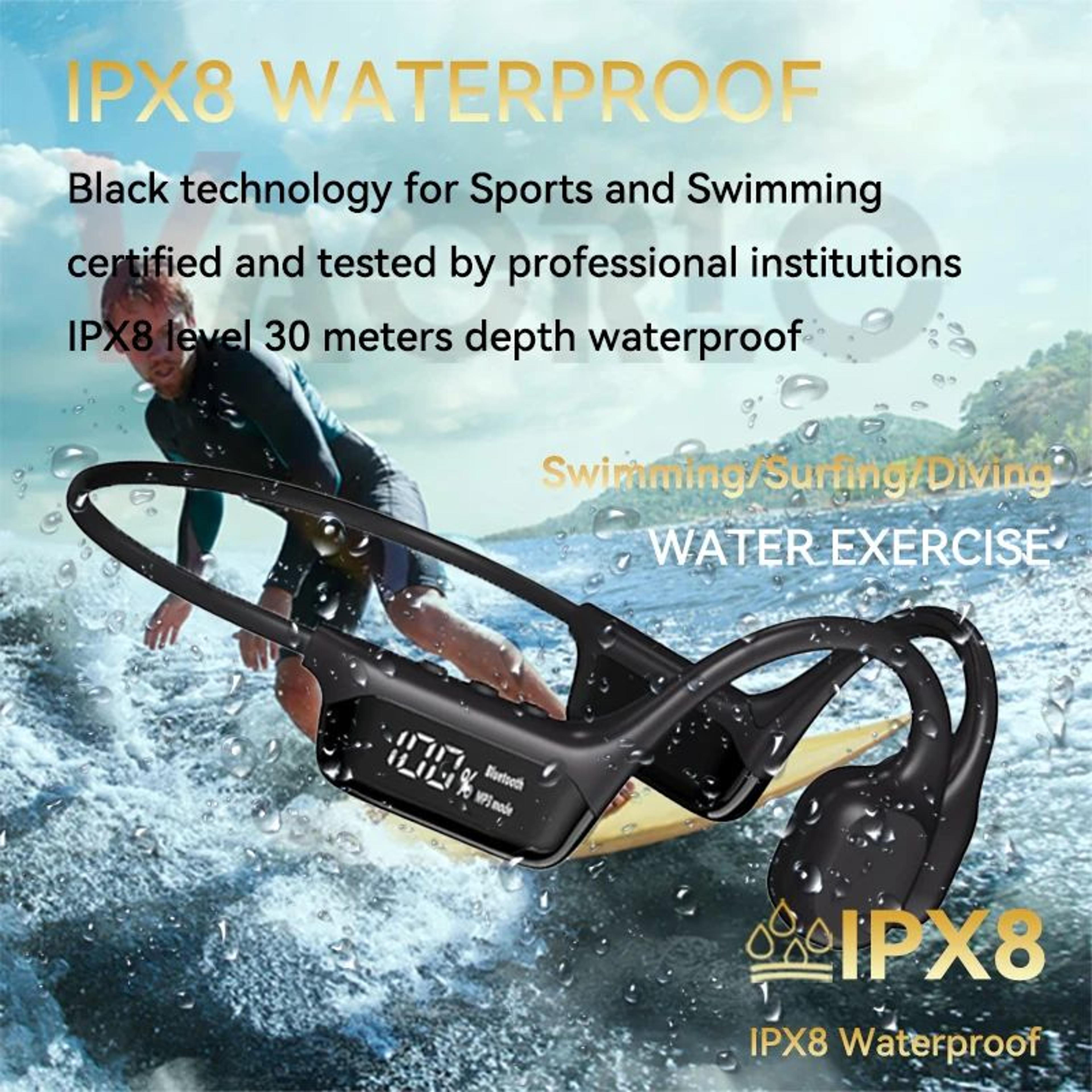 IPX8 True Waterproof Bone Conduction Swimming Headphones With 32GB MP3 5