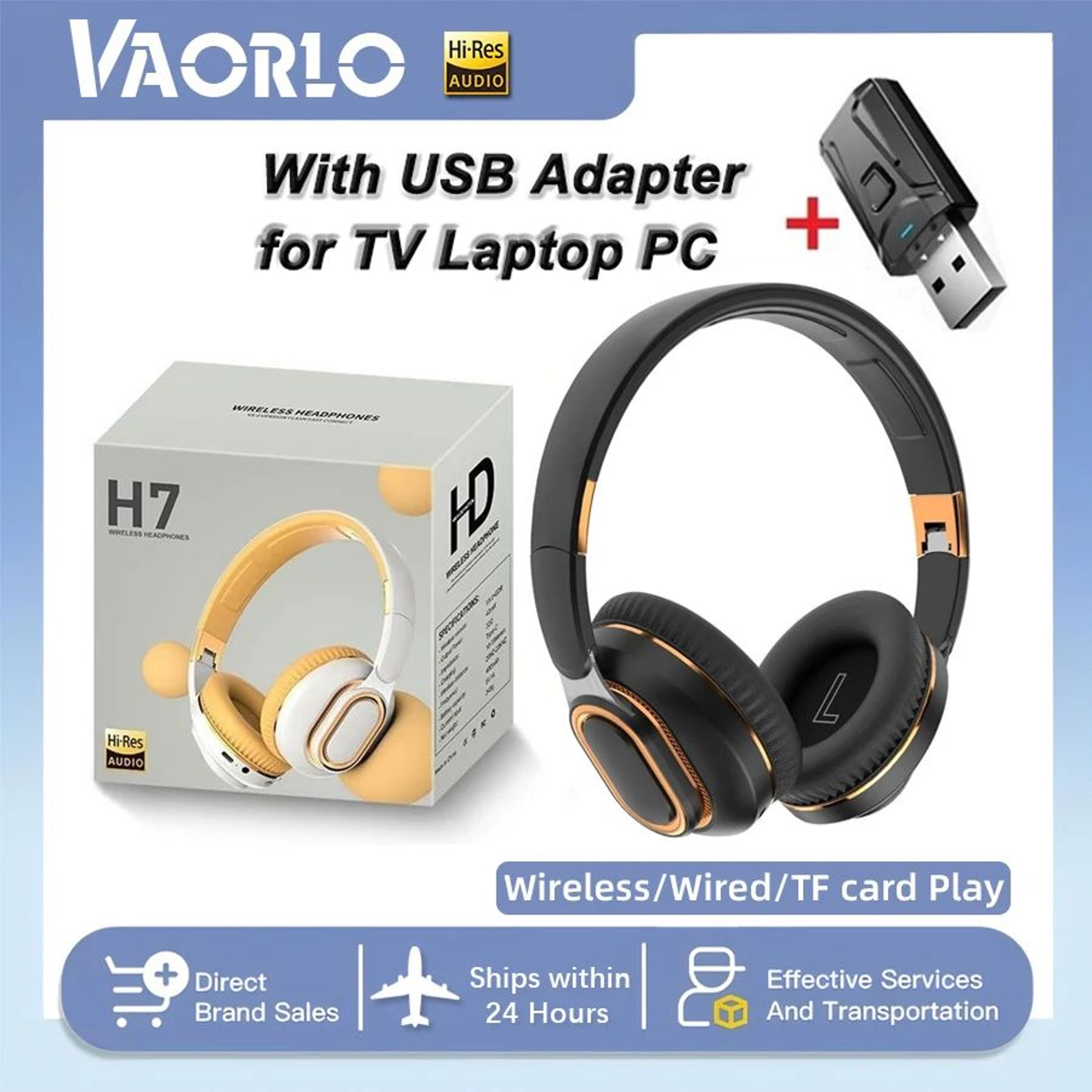 h7 wireless bluetooth tv headphones with usb adapter