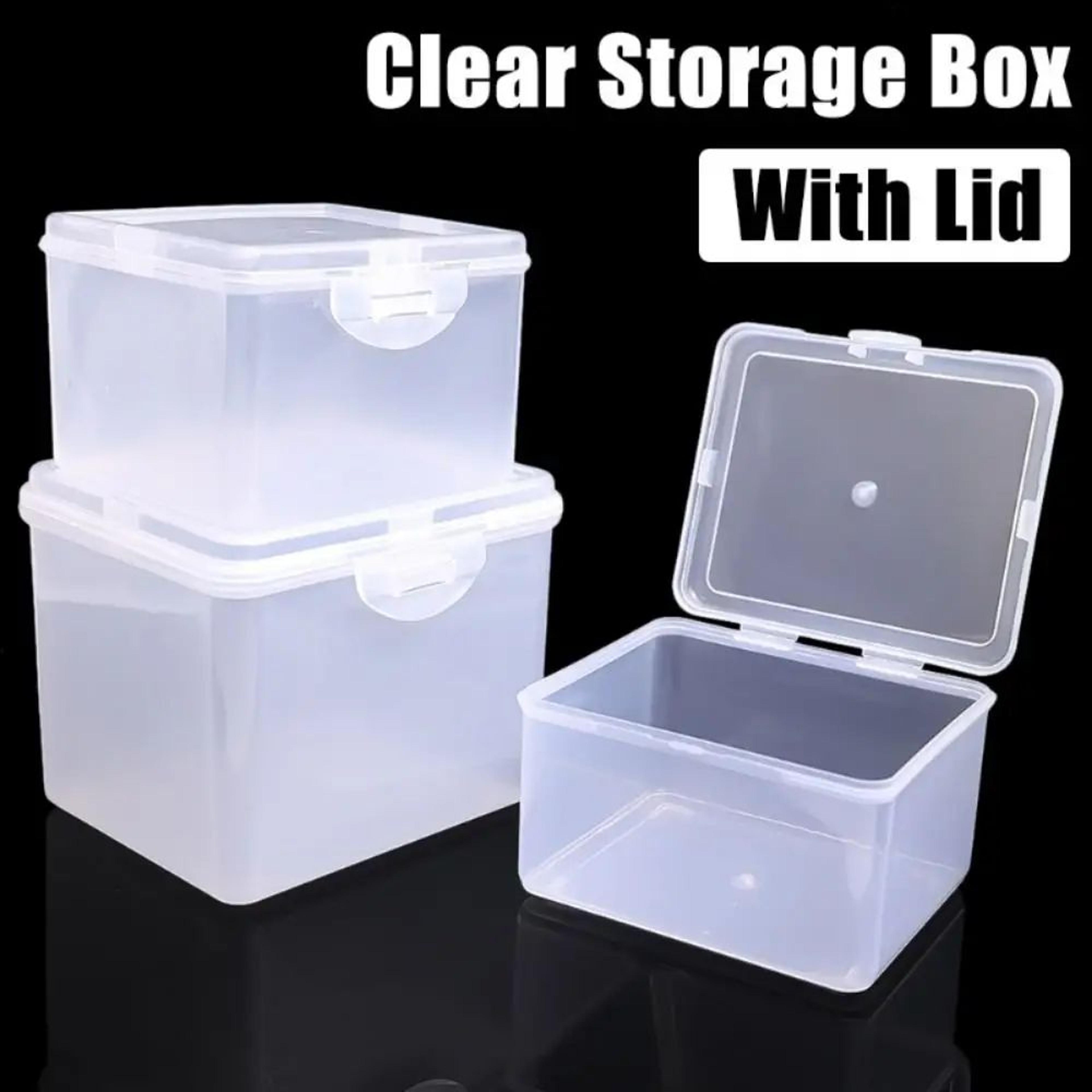 clear rectangular multipurpose storage box for small essentials