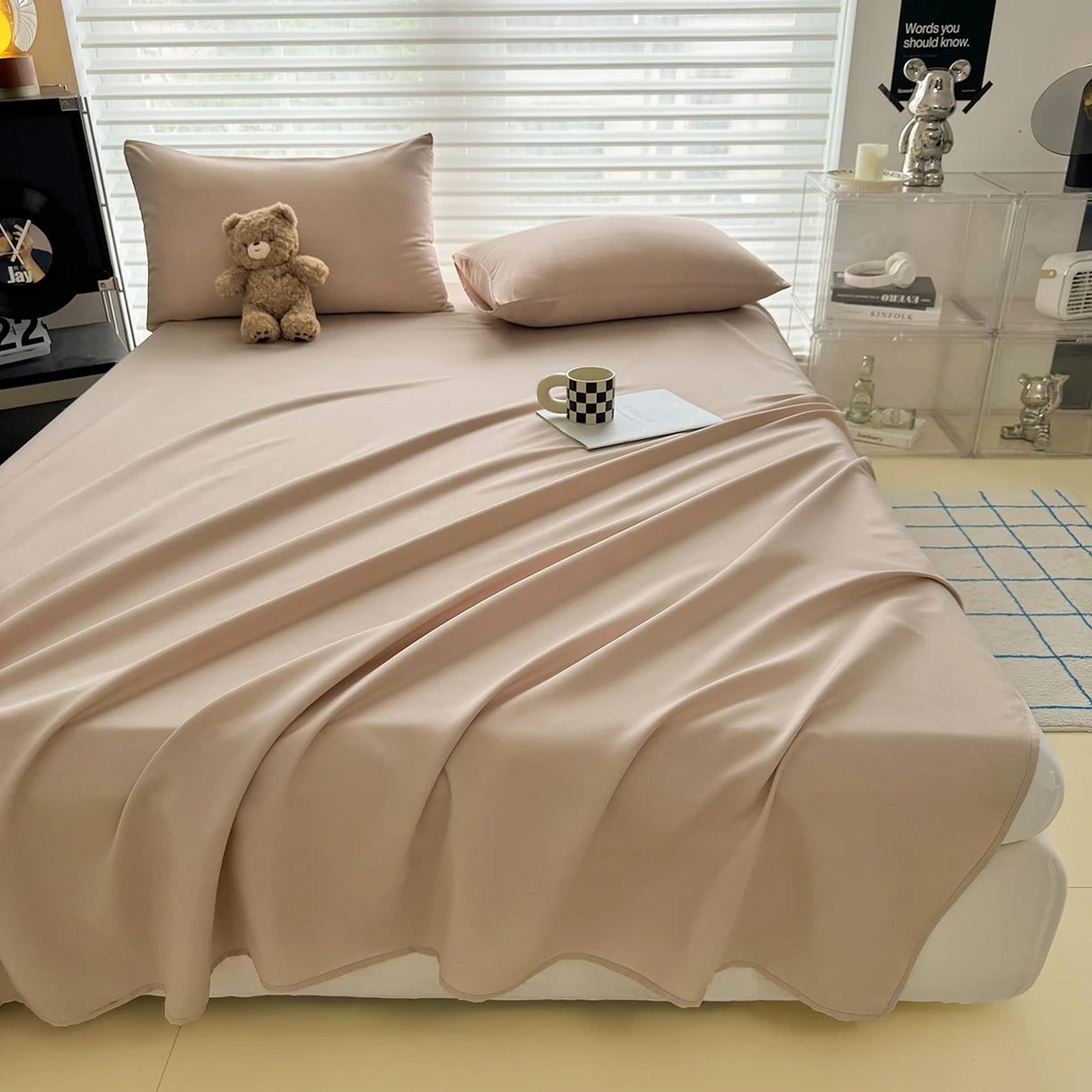 Soft Solid Color Flat Bedsheet For Single Double Queen And King Beds 9