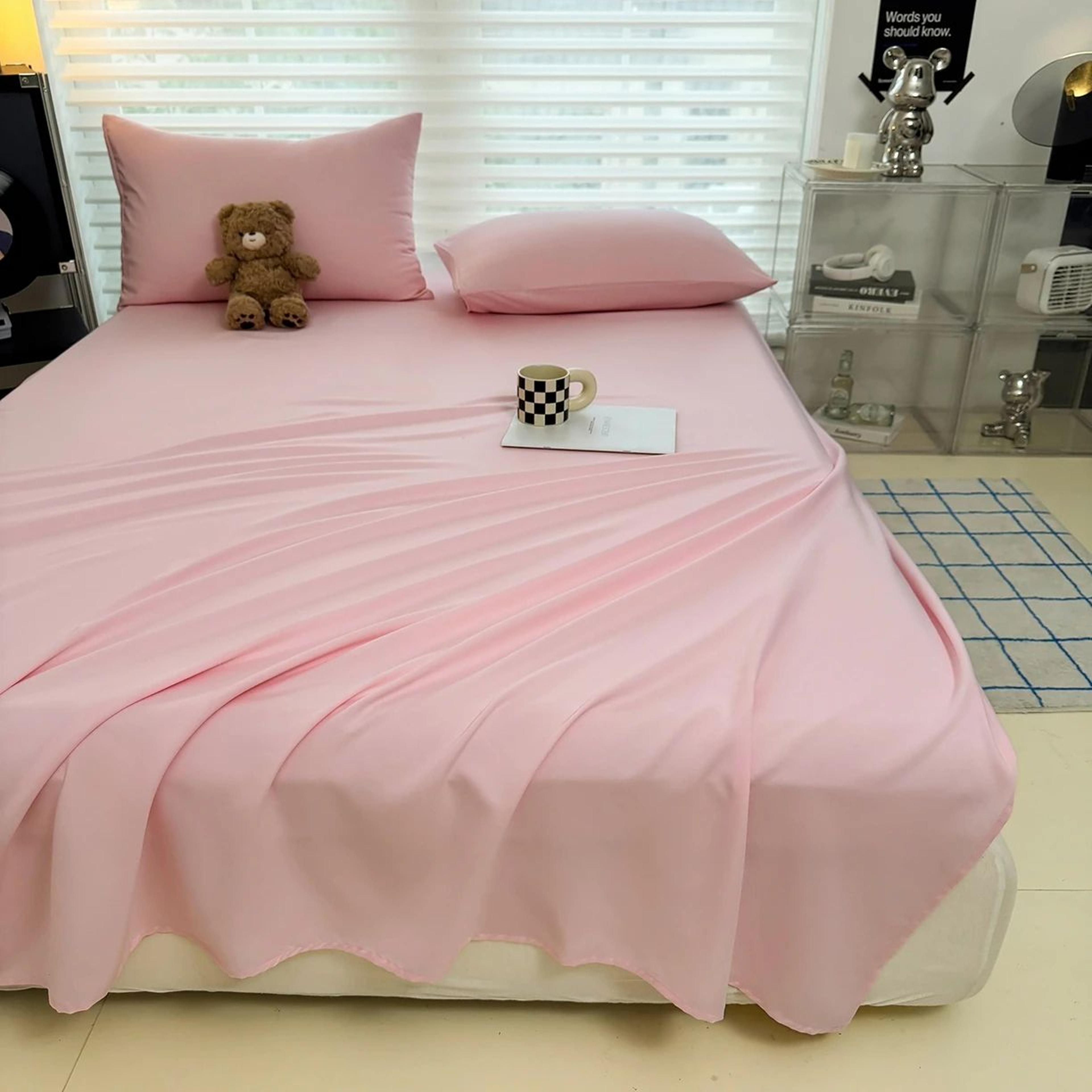 Soft Solid Color Flat Bedsheet For Single Double Queen And King Beds 12