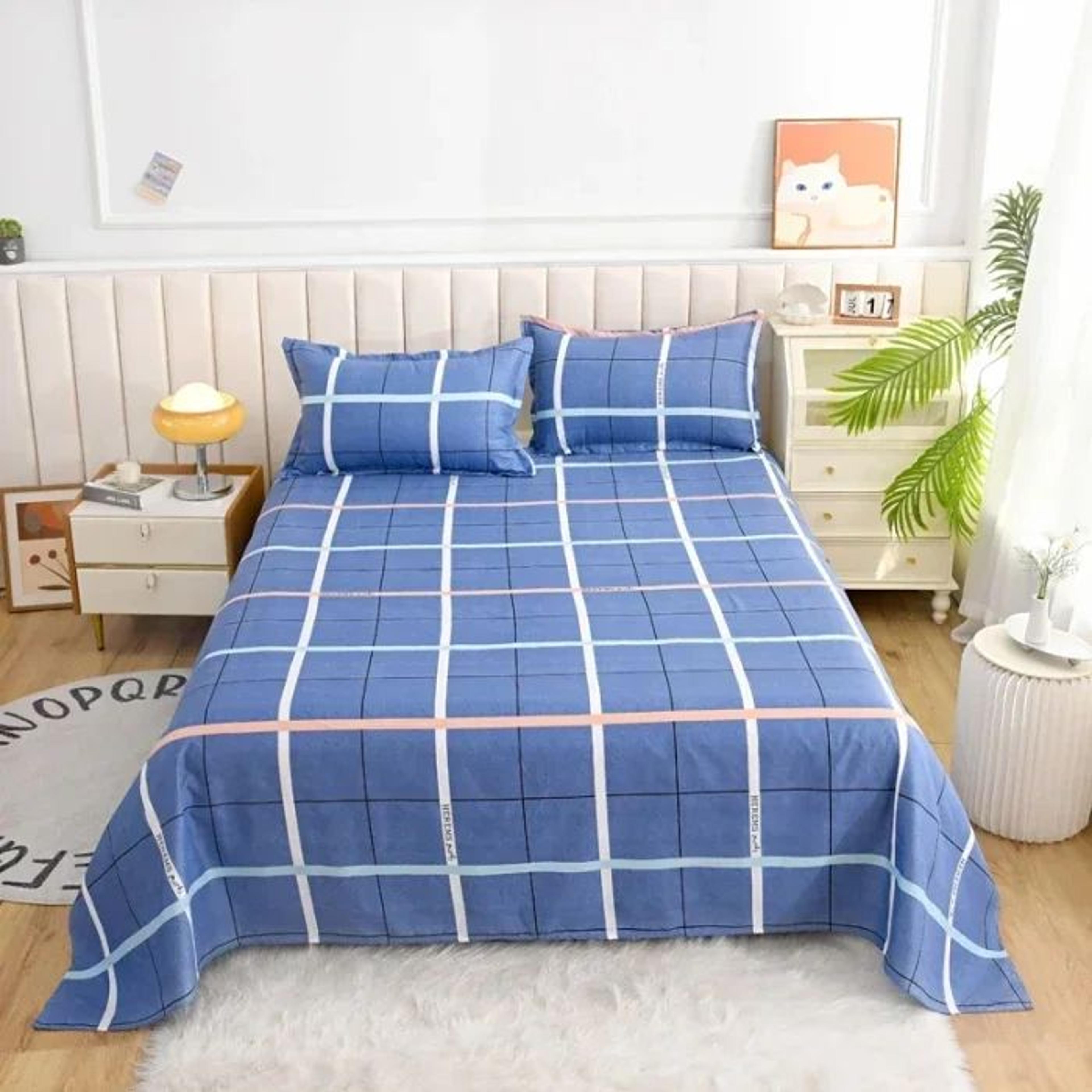 Red Floral Printed Flat Bed Sheet For Single Double Queen And King Beds 13