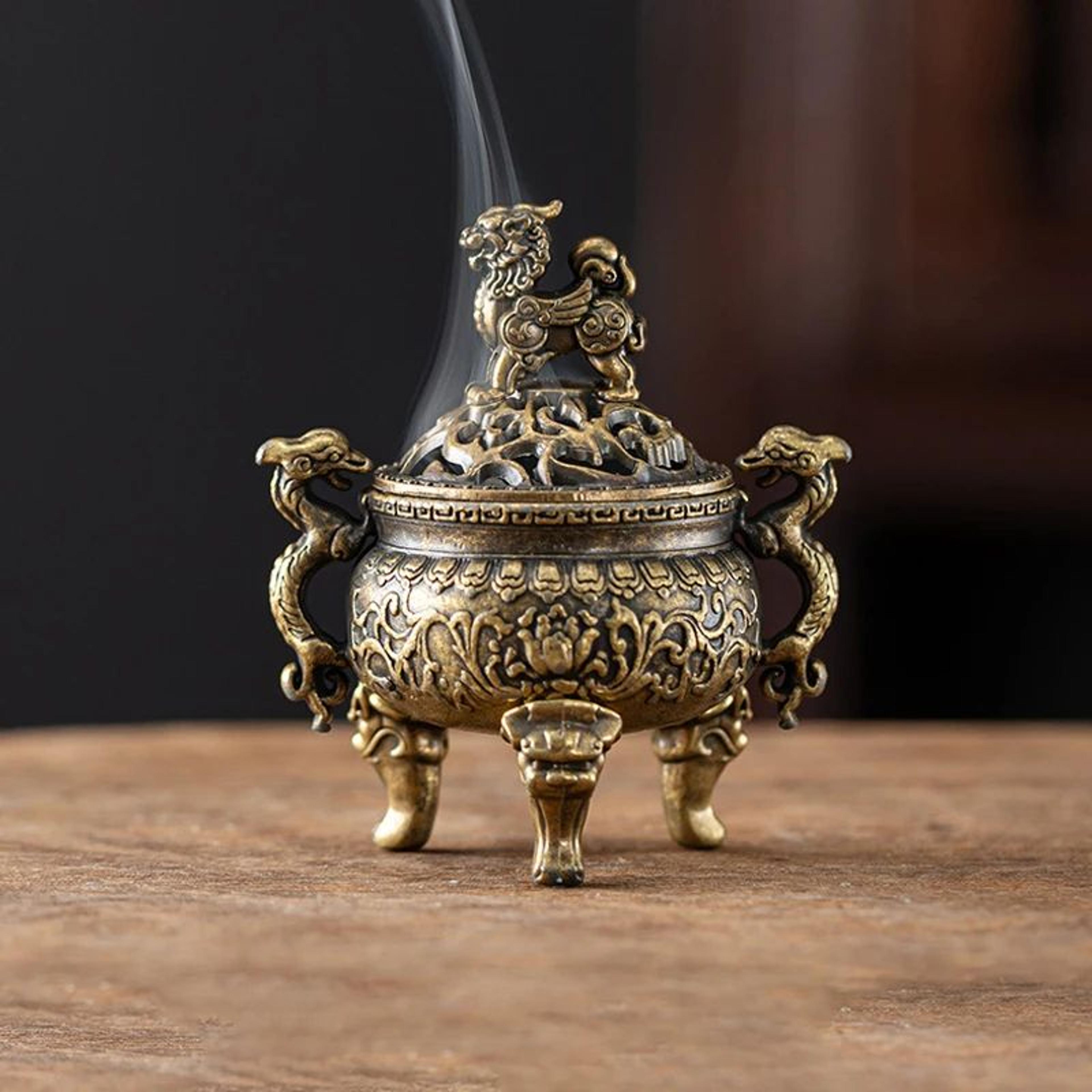 Vintage Three Legged Alloy Incense Burner And Stick Holder 9