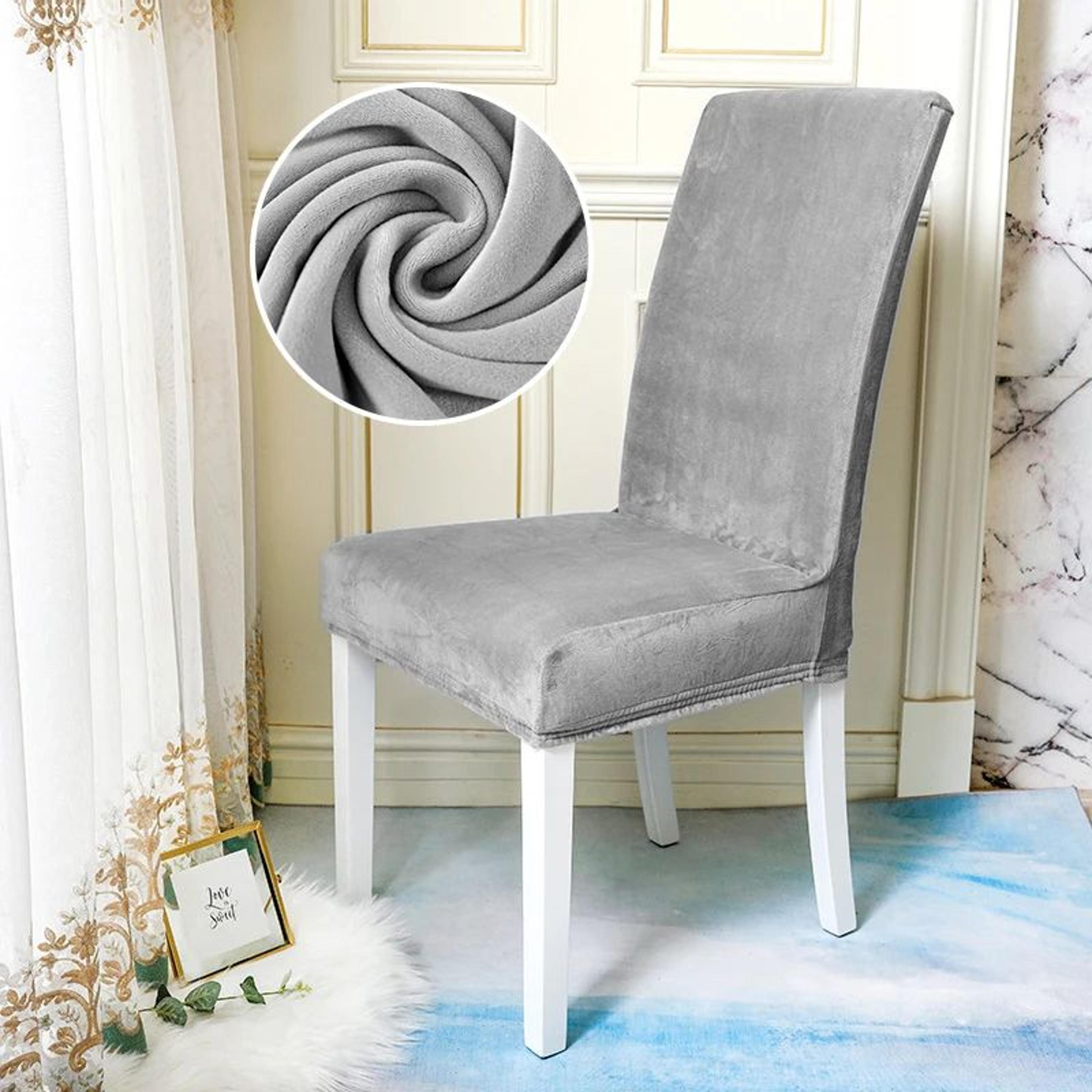 Soft Velvet Plush Stretch Dining Chair Cover 9