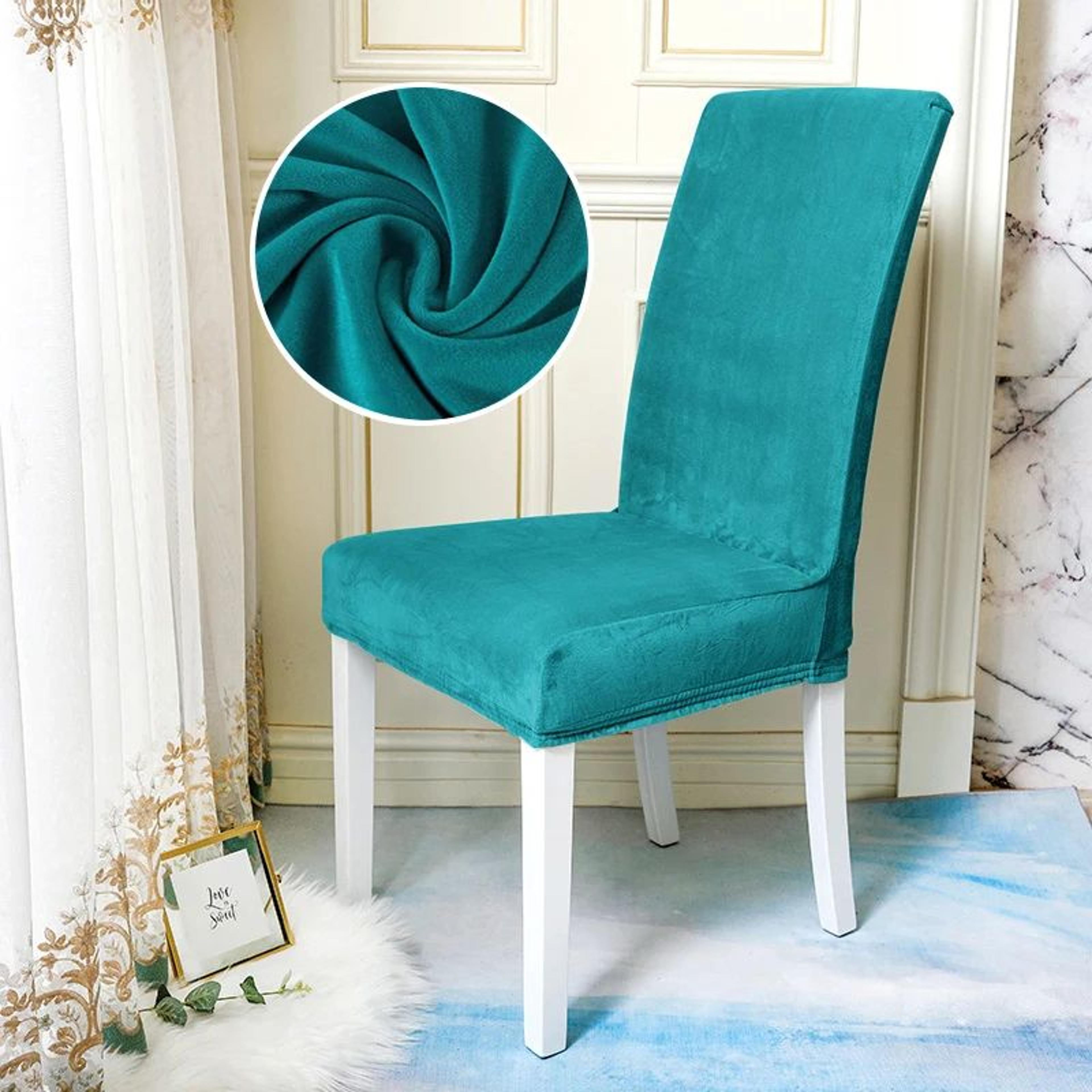 Soft Velvet Plush Stretch Dining Chair Cover 15
