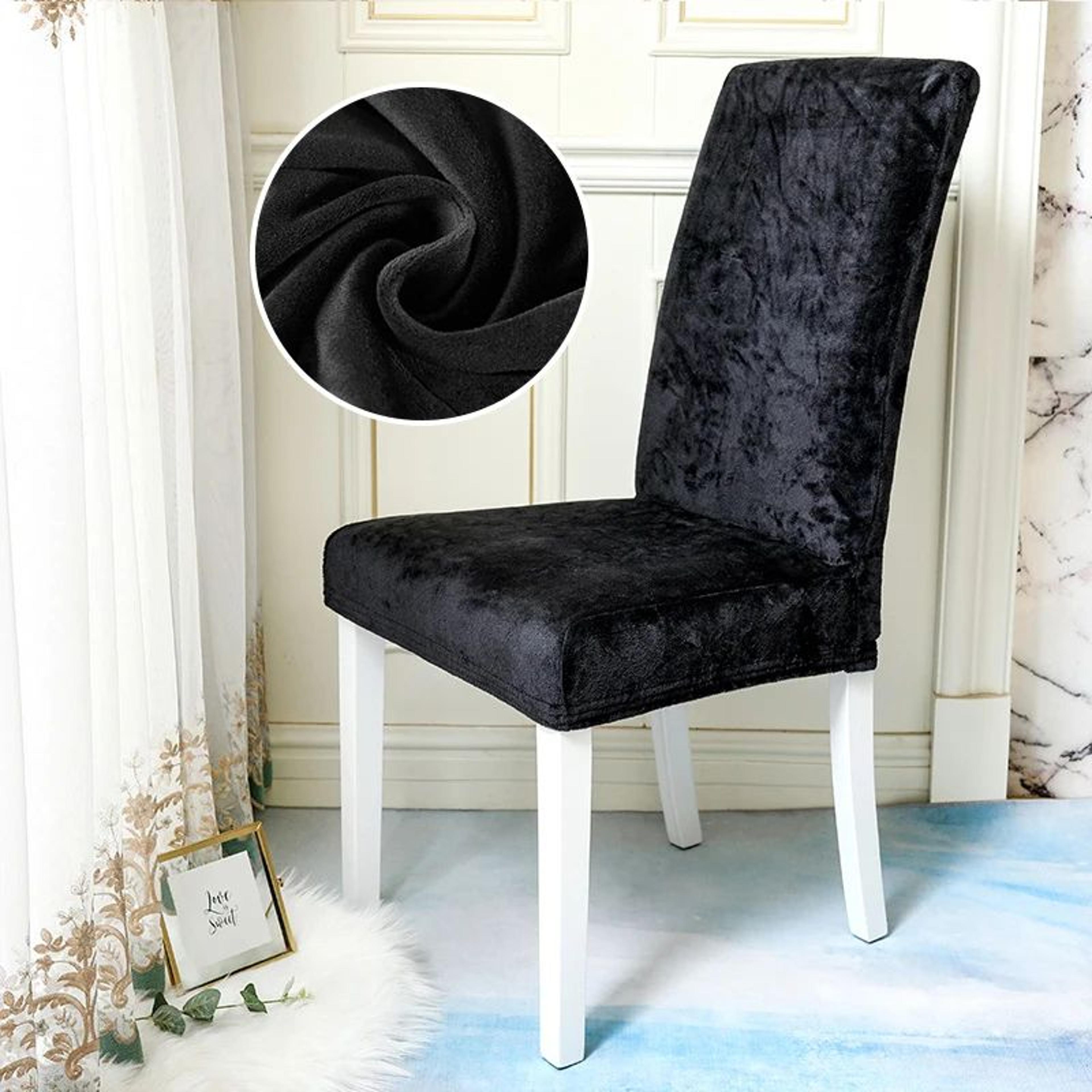Soft Velvet Plush Stretch Dining Chair Cover 10