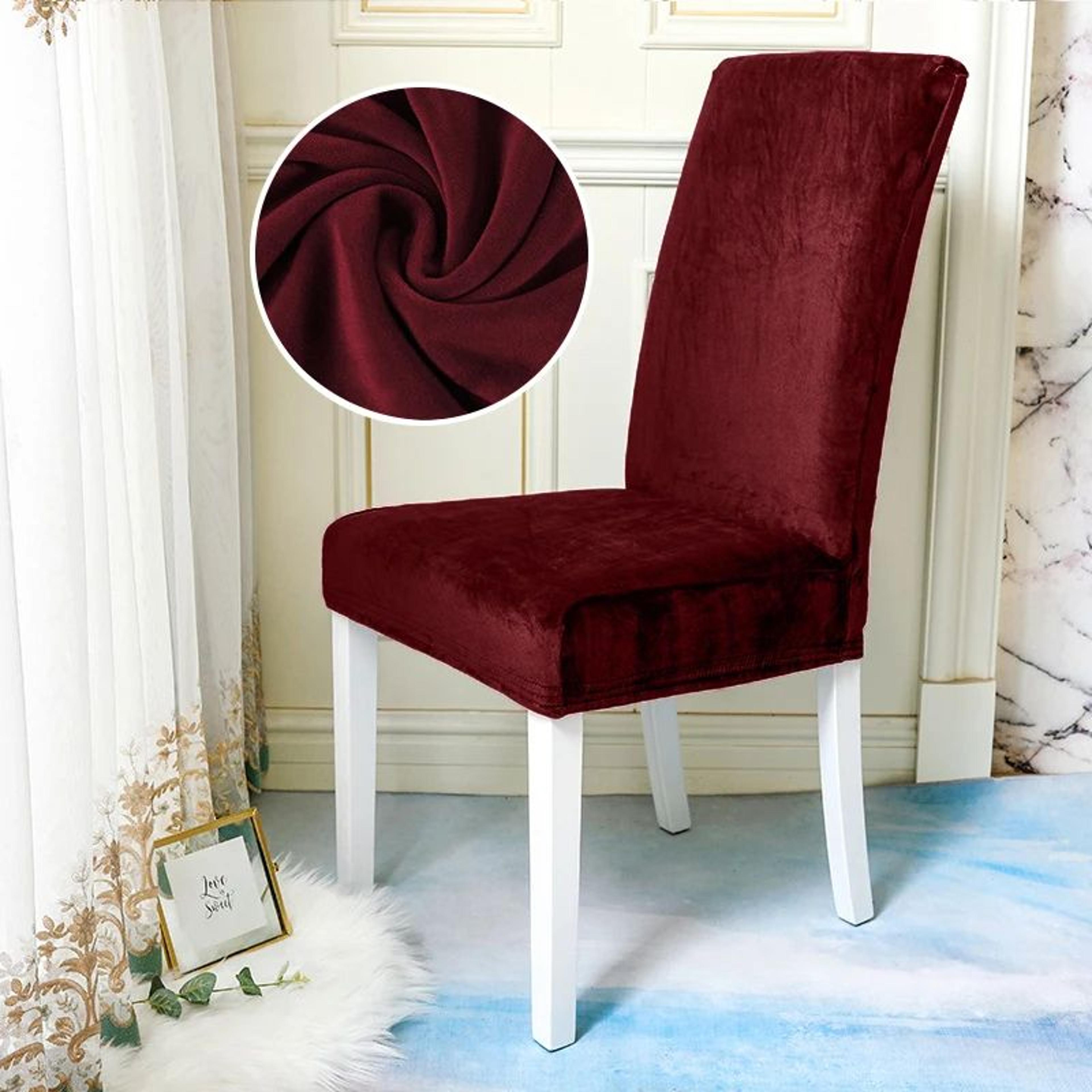 Soft Velvet Plush Stretch Dining Chair Cover 17