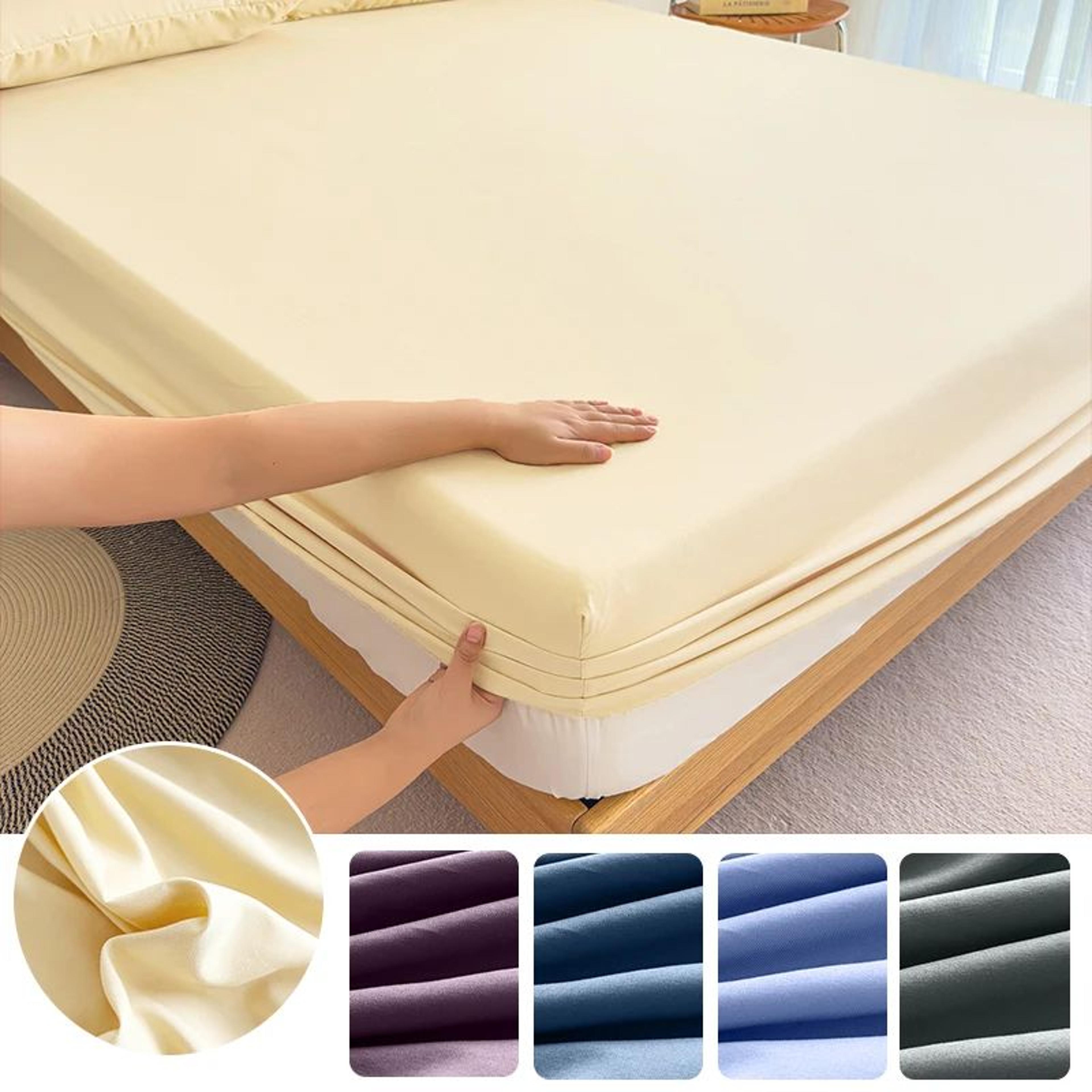 solid color elastic fitted mattress protector