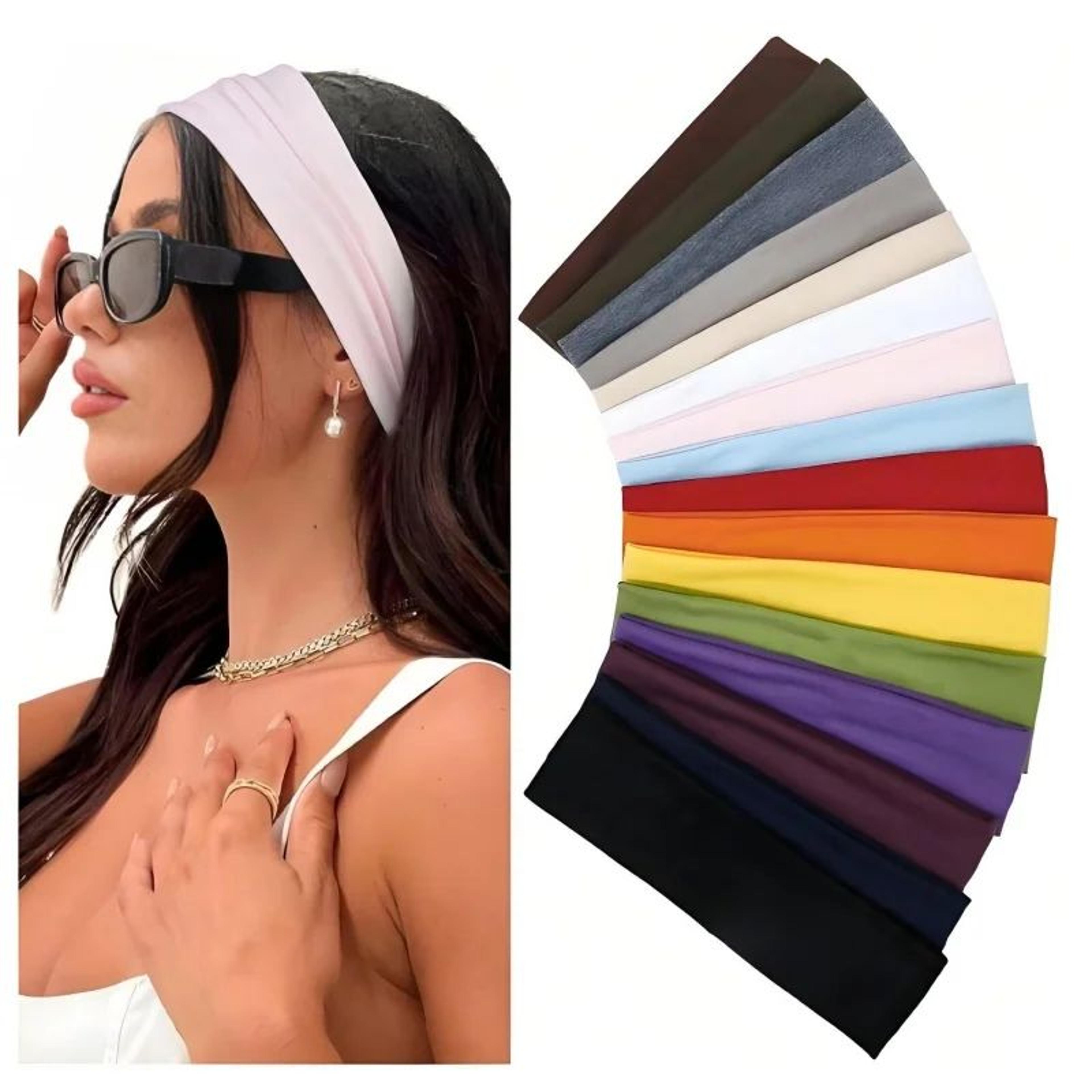 colorful elastic sports headbands for women 7 piece set