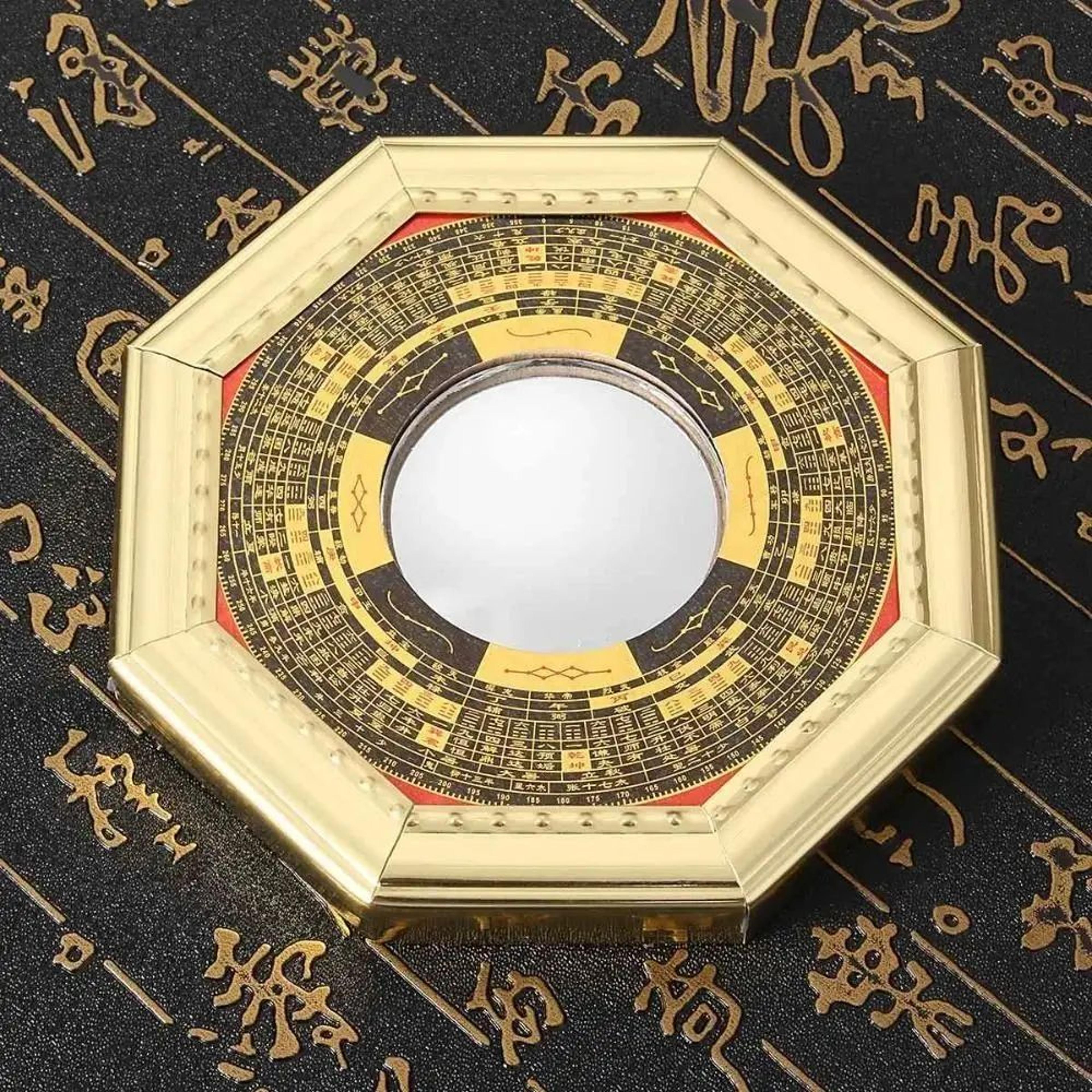 Traditional Bagua Feng Shui Octagonal Mirror With Metal Frame 1