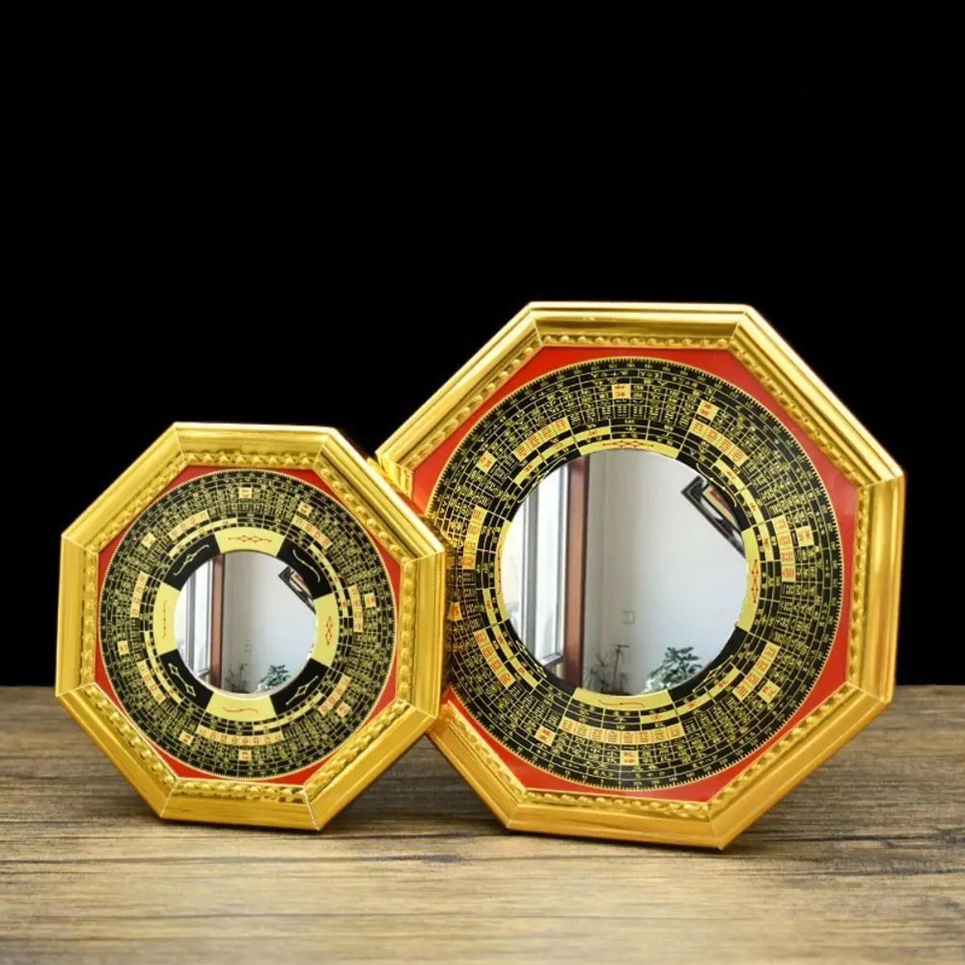 Traditional Bagua Feng Shui Octagonal Mirror With Metal Frame 3