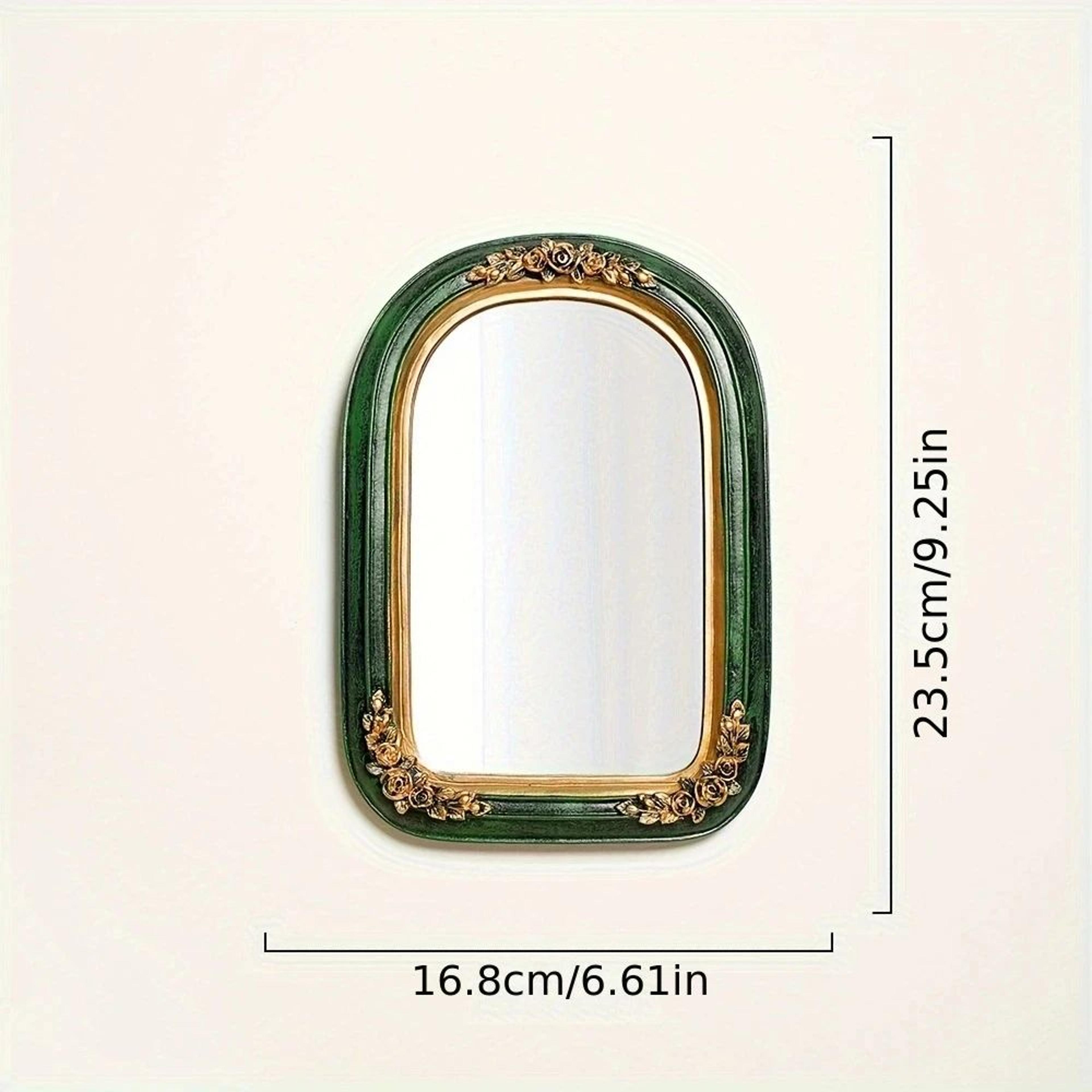 Vintage European Green Resin Carved Makeup Mirror 6