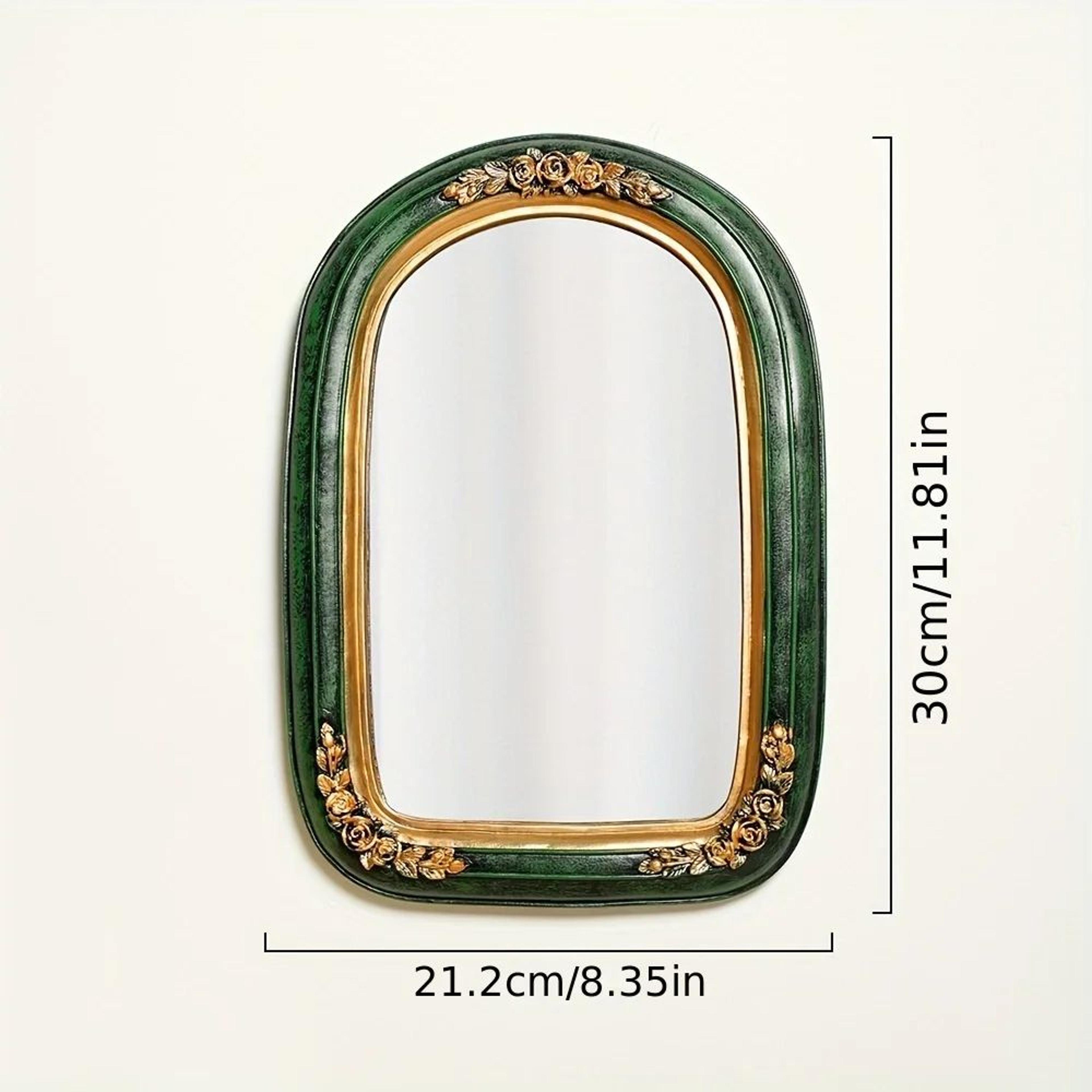 Vintage European Green Resin Carved Makeup Mirror 7
