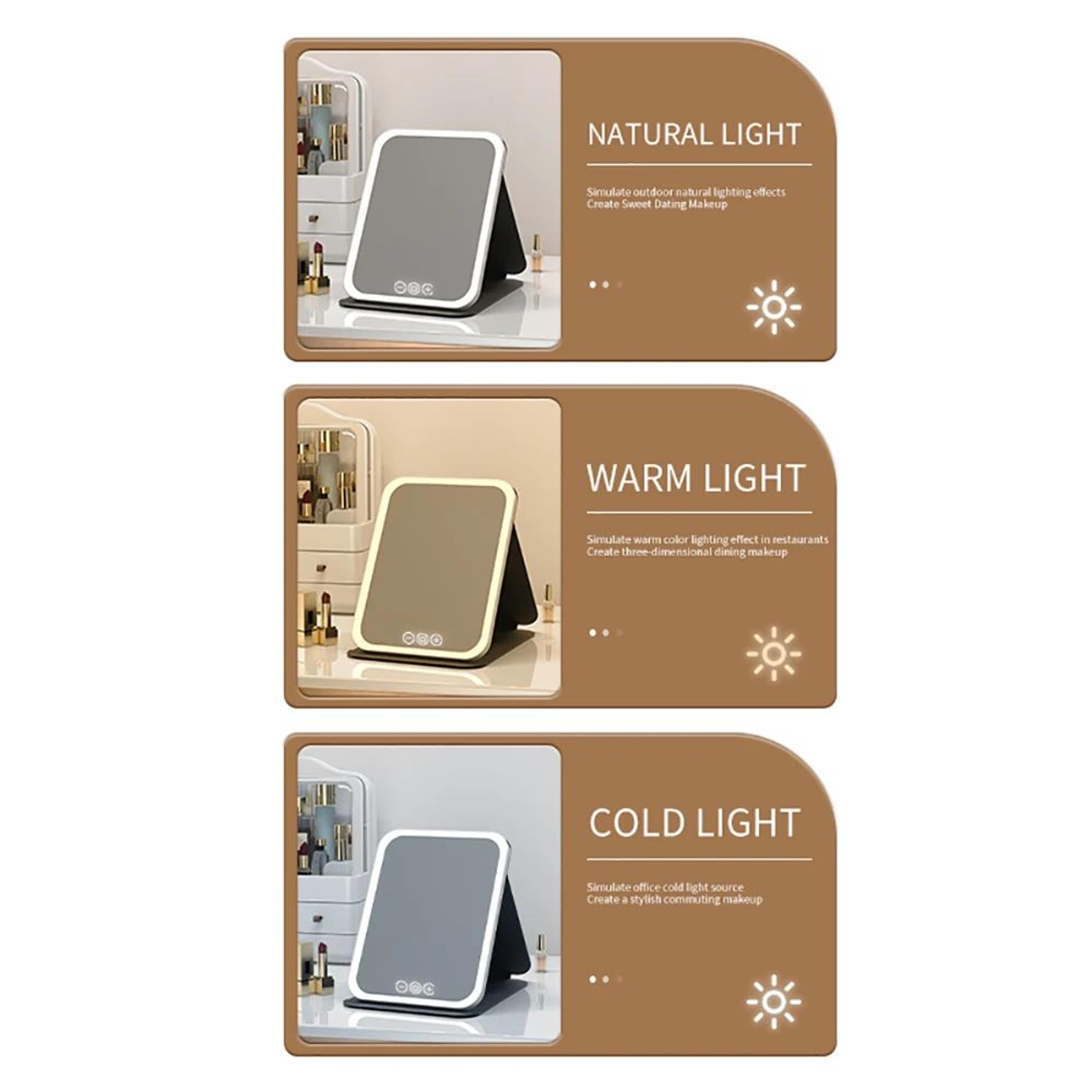 Rechargeable Dimmable LED Cosmetic Folding Makeup Mirror 2