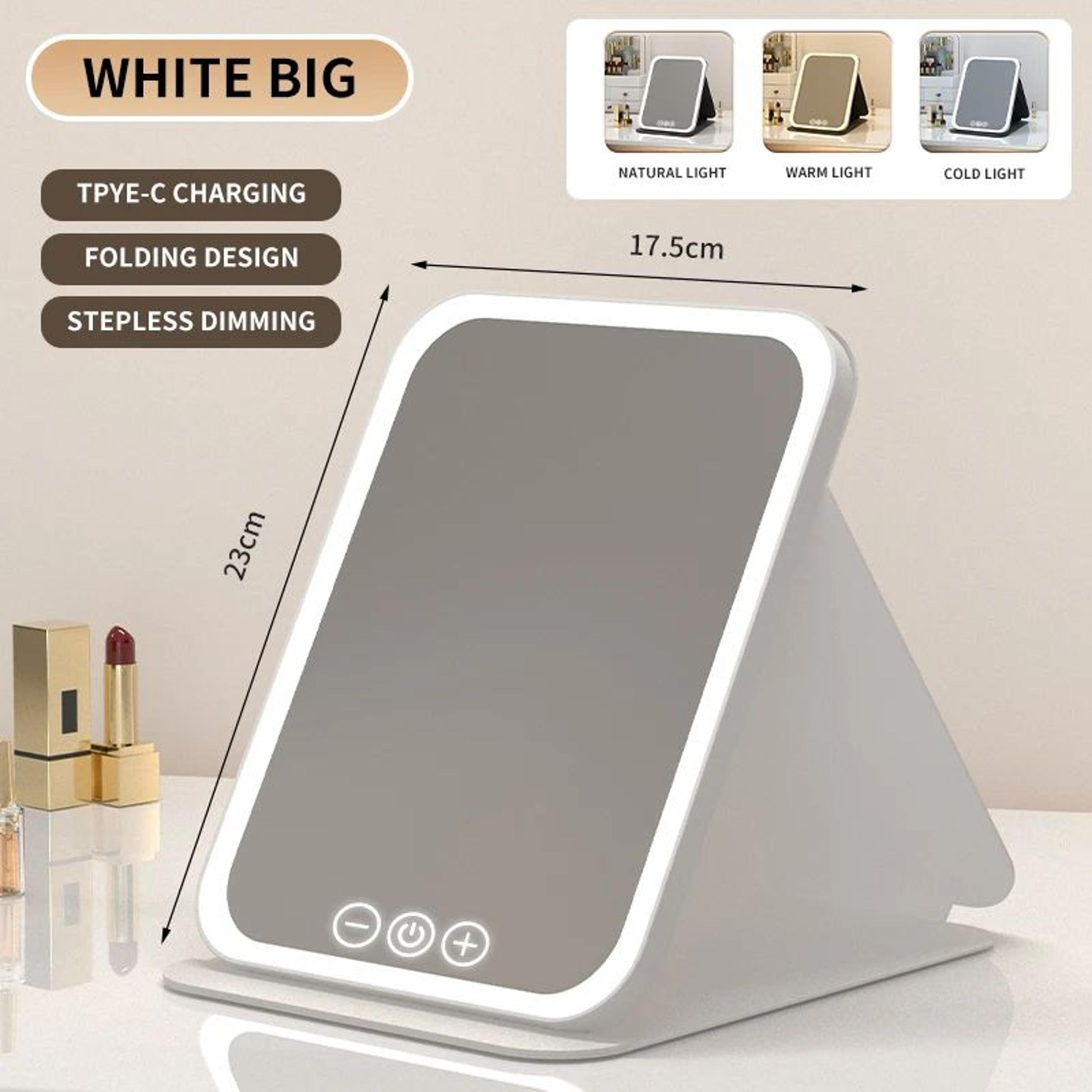 Rechargeable Dimmable LED Cosmetic Folding Makeup Mirror 9