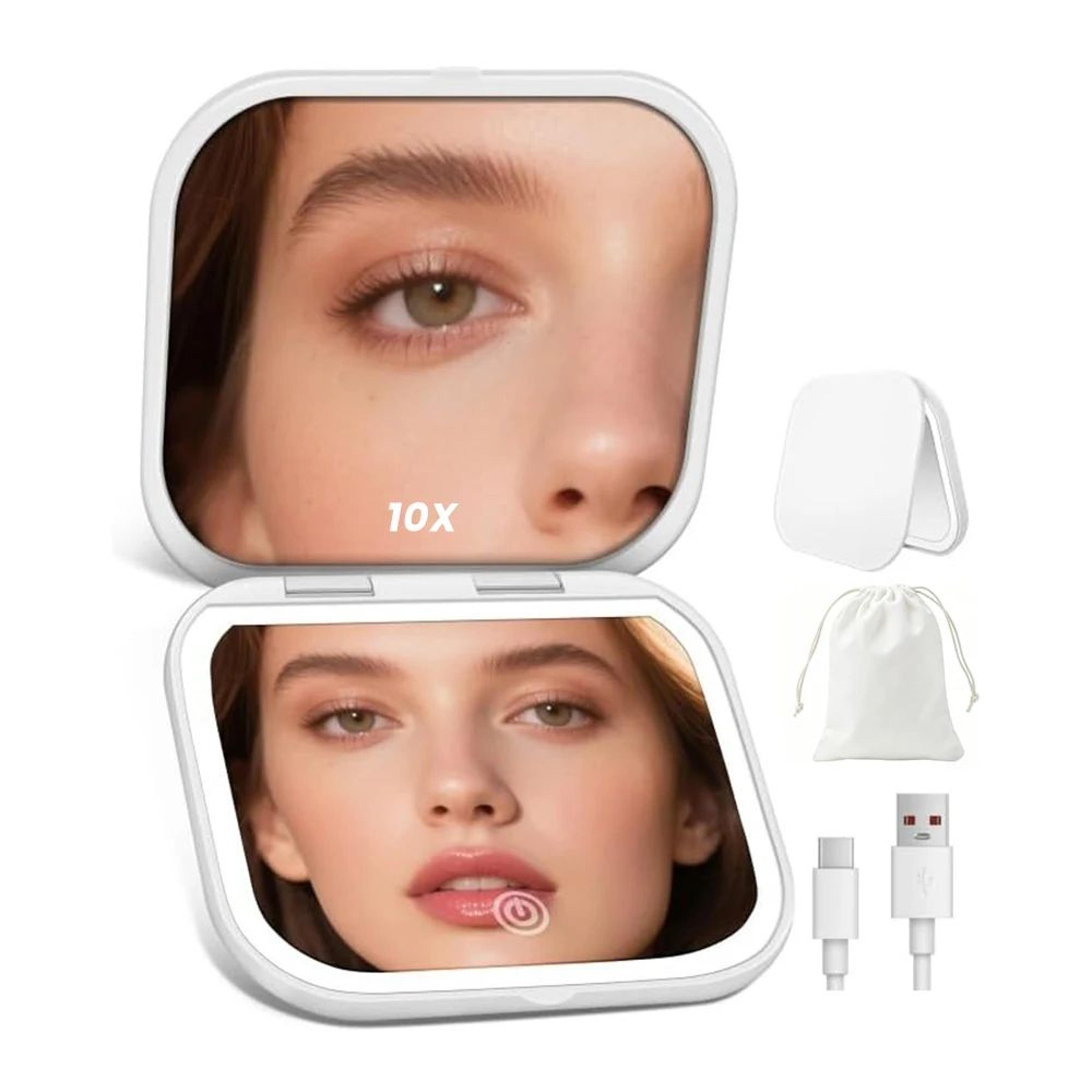 Double Sided LED Makeup Mirror With 1X And 10X Magnification 7
