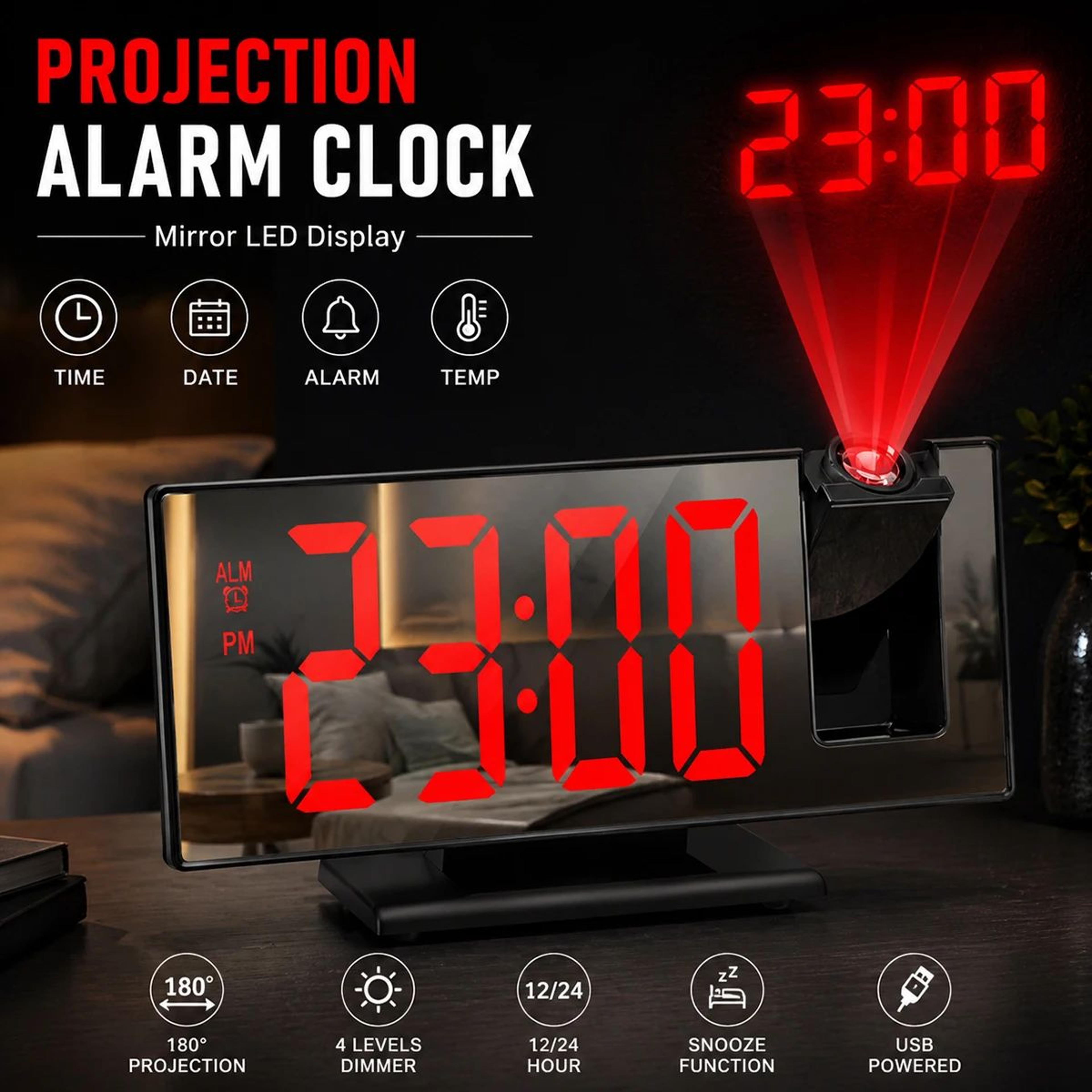 digital projection alarm clock with temperature and night mode