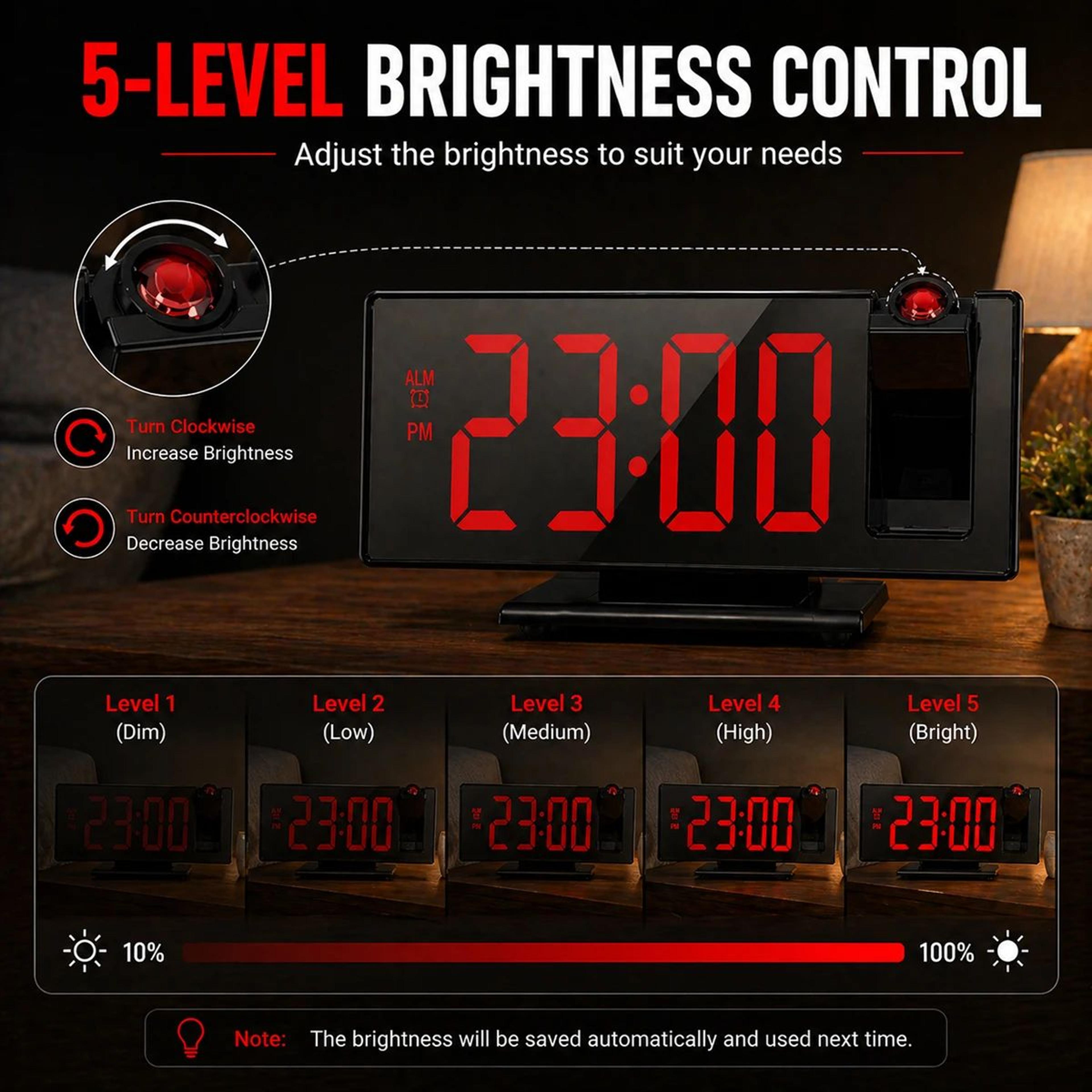 Digital Projection Alarm Clock With Temperature And Night Mode 1