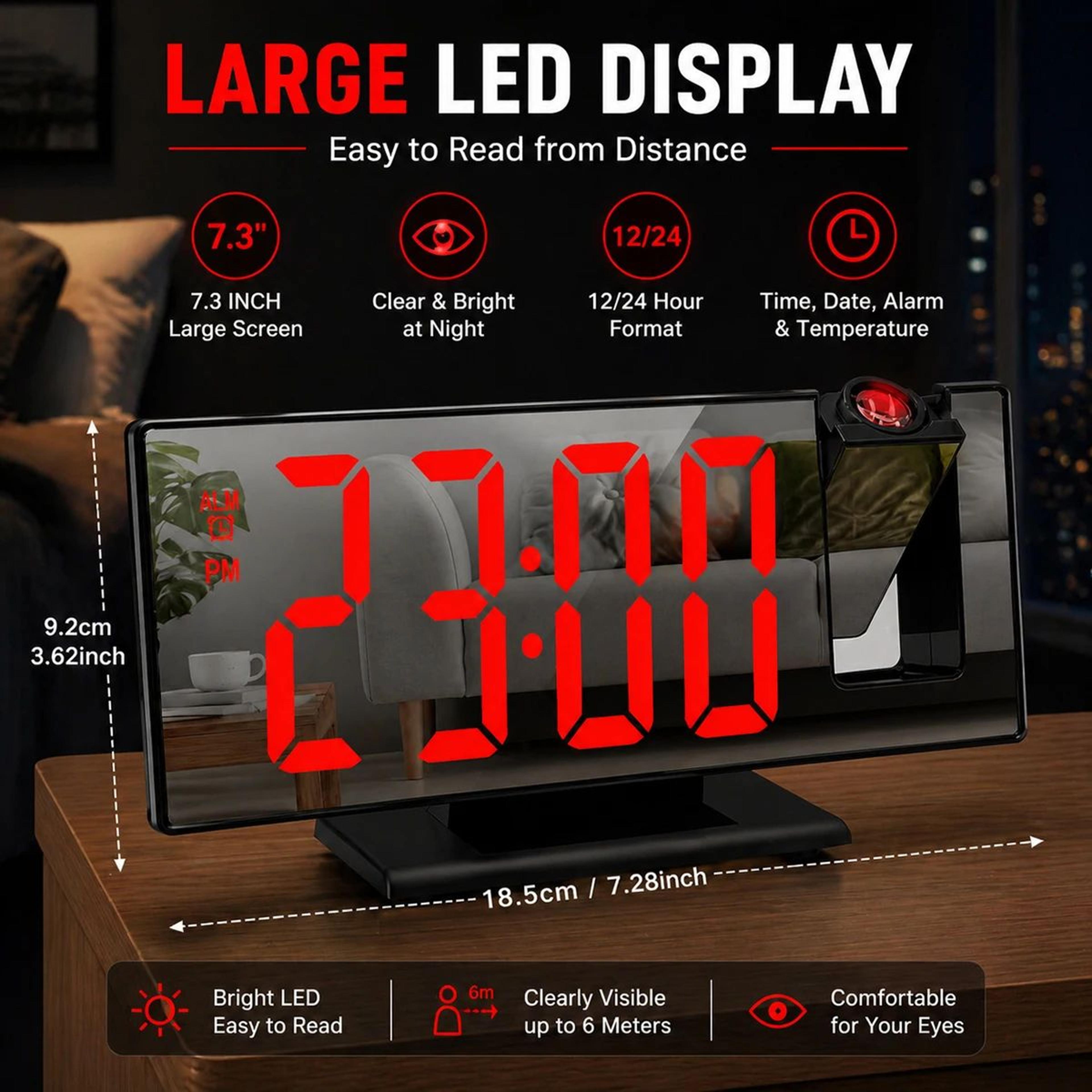 Digital Projection Alarm Clock With Temperature And Night Mode 4