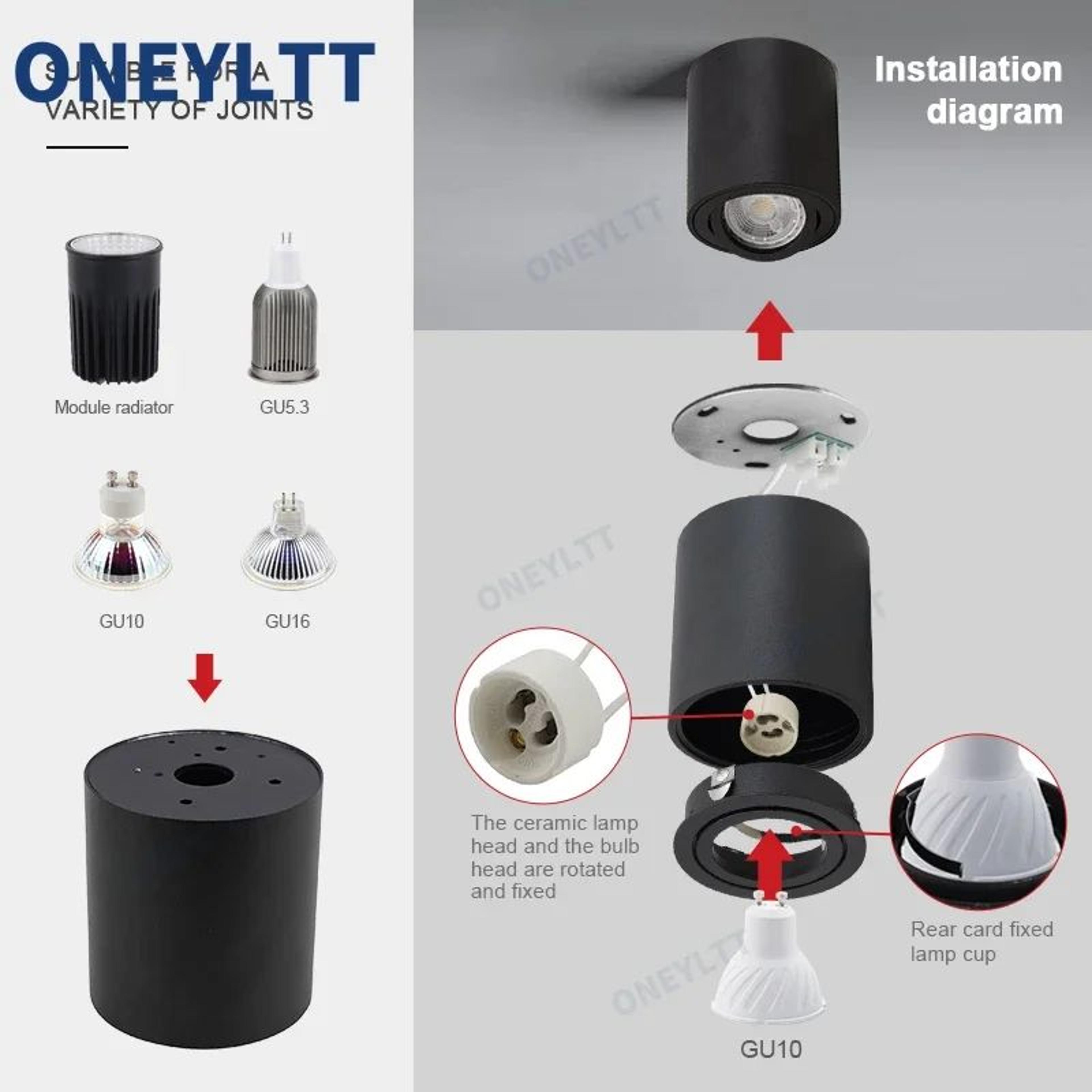 GU10 Round Surface Mounted Ceiling Spotlight Fixture 5