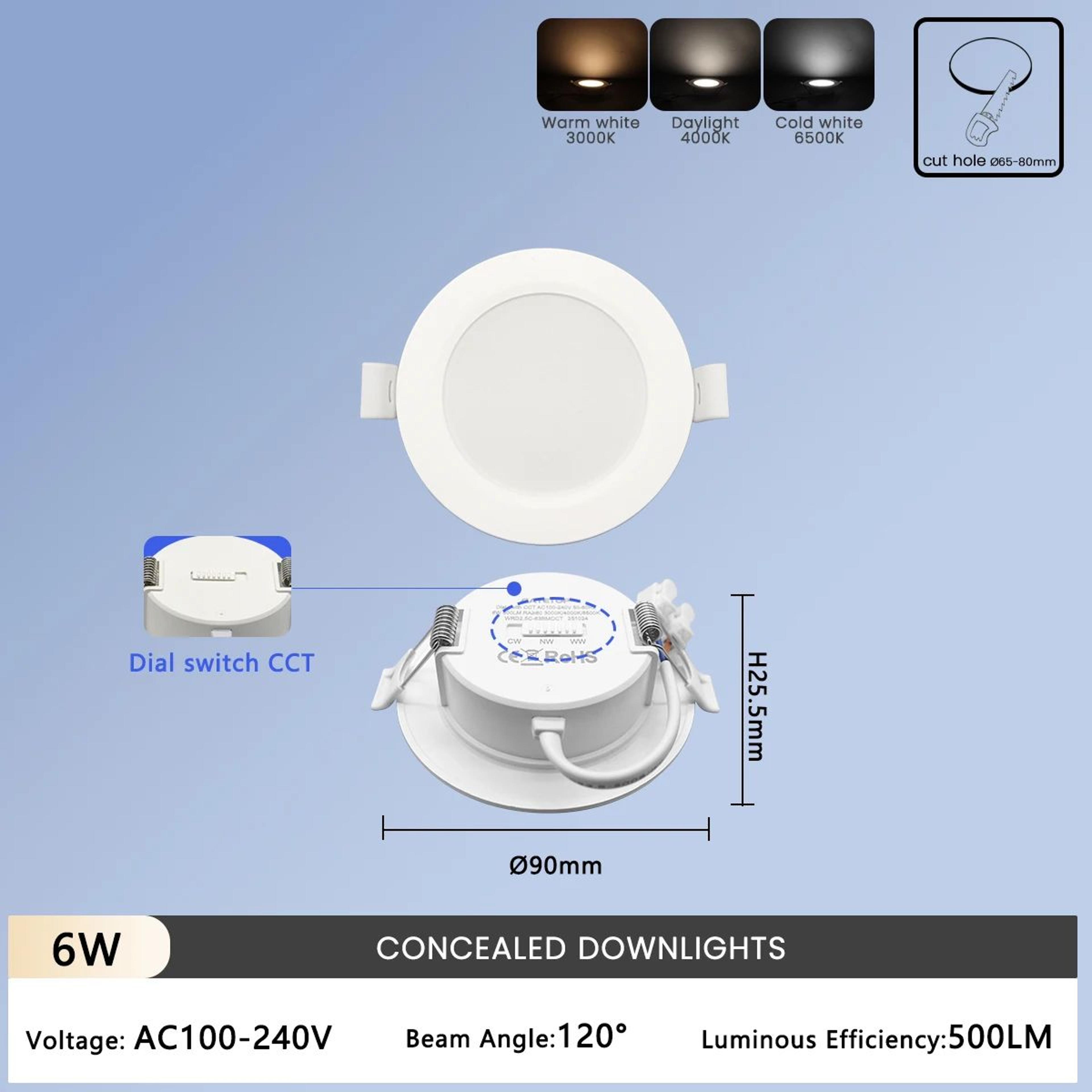 Recessed Round LED Downlight With Adjustable CCT 6