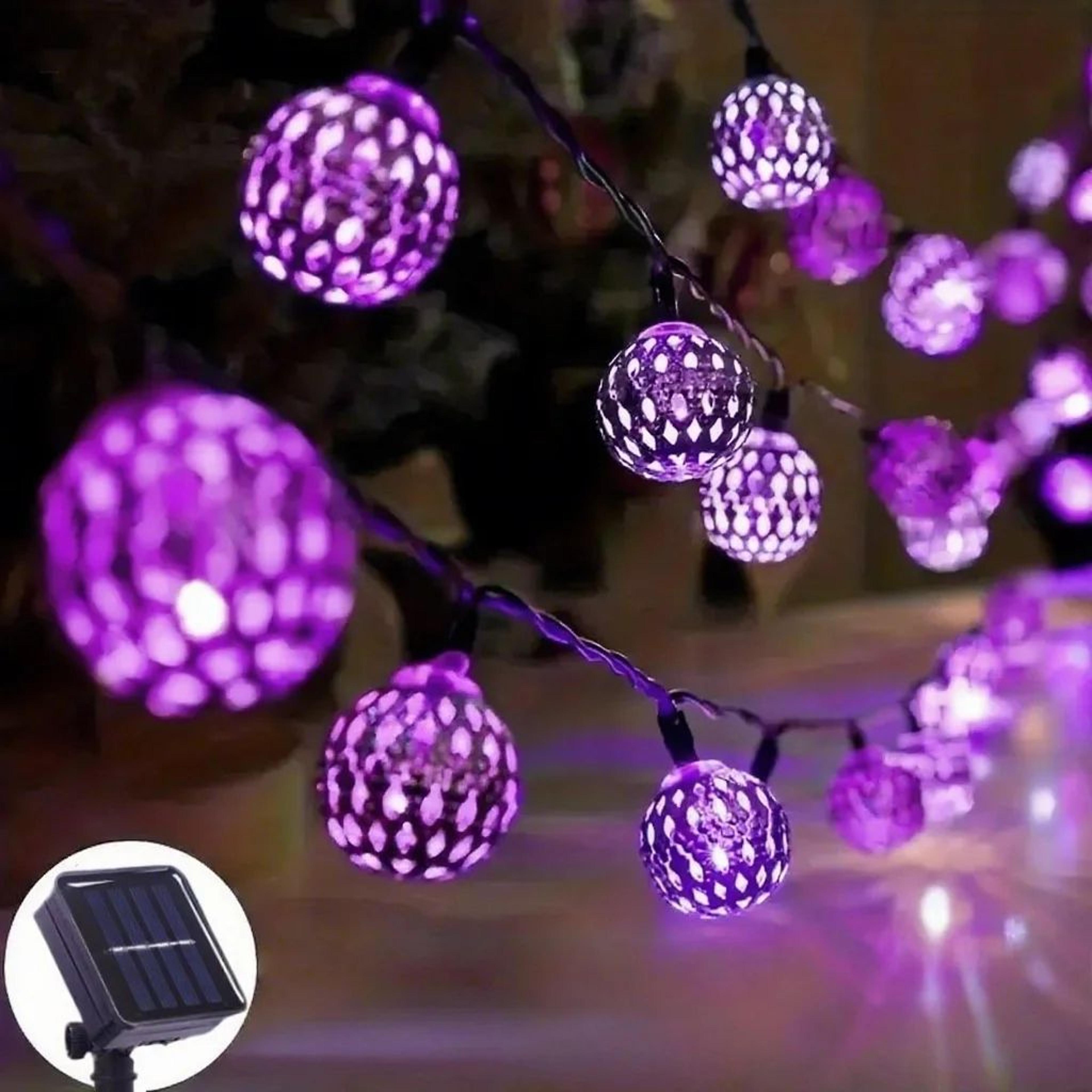 Solar Moroccan Ball LED String Lights For Outdoor Decor 8
