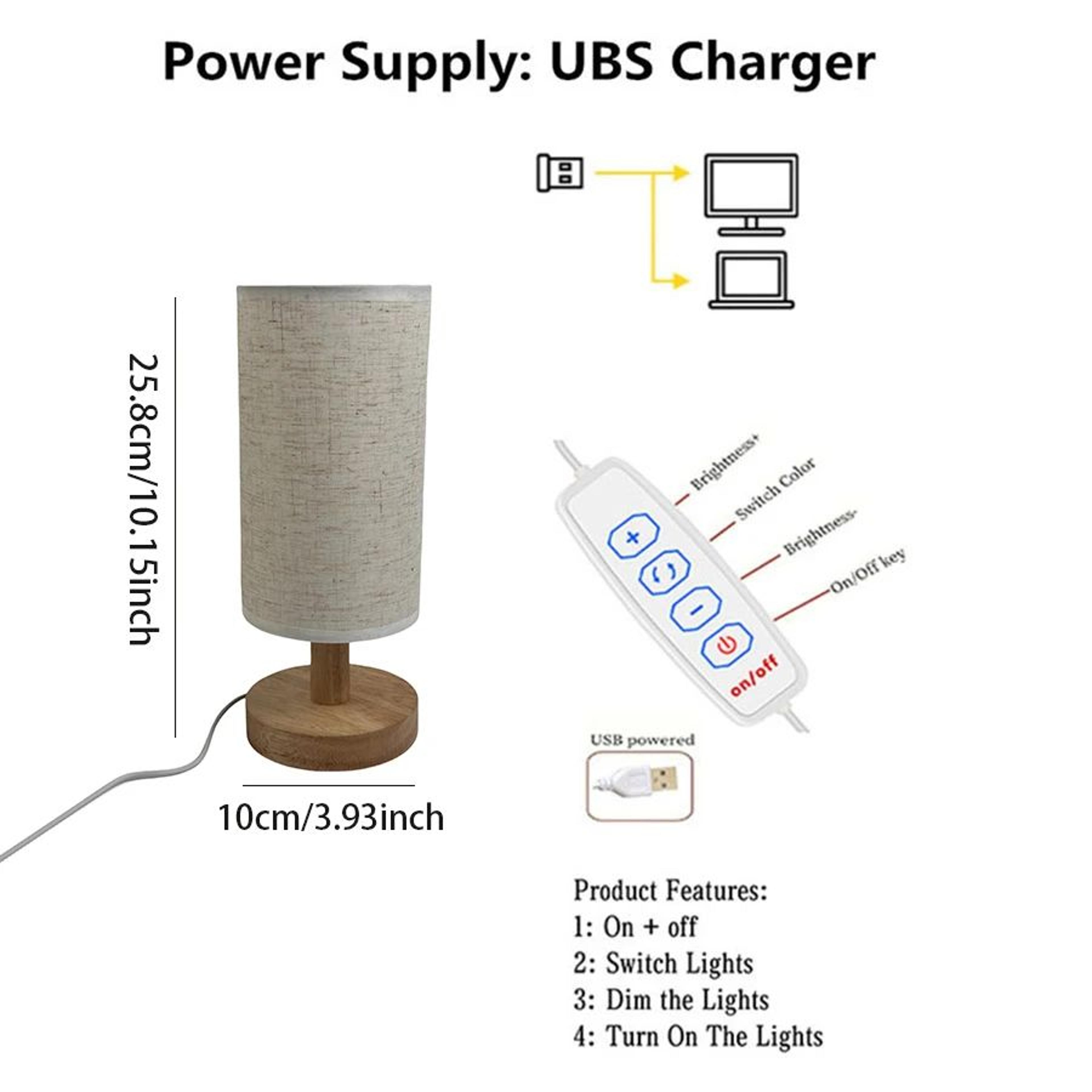 Cozy Wooden Bedside Table Lamp With Linen Shade And Warm LED Light 5