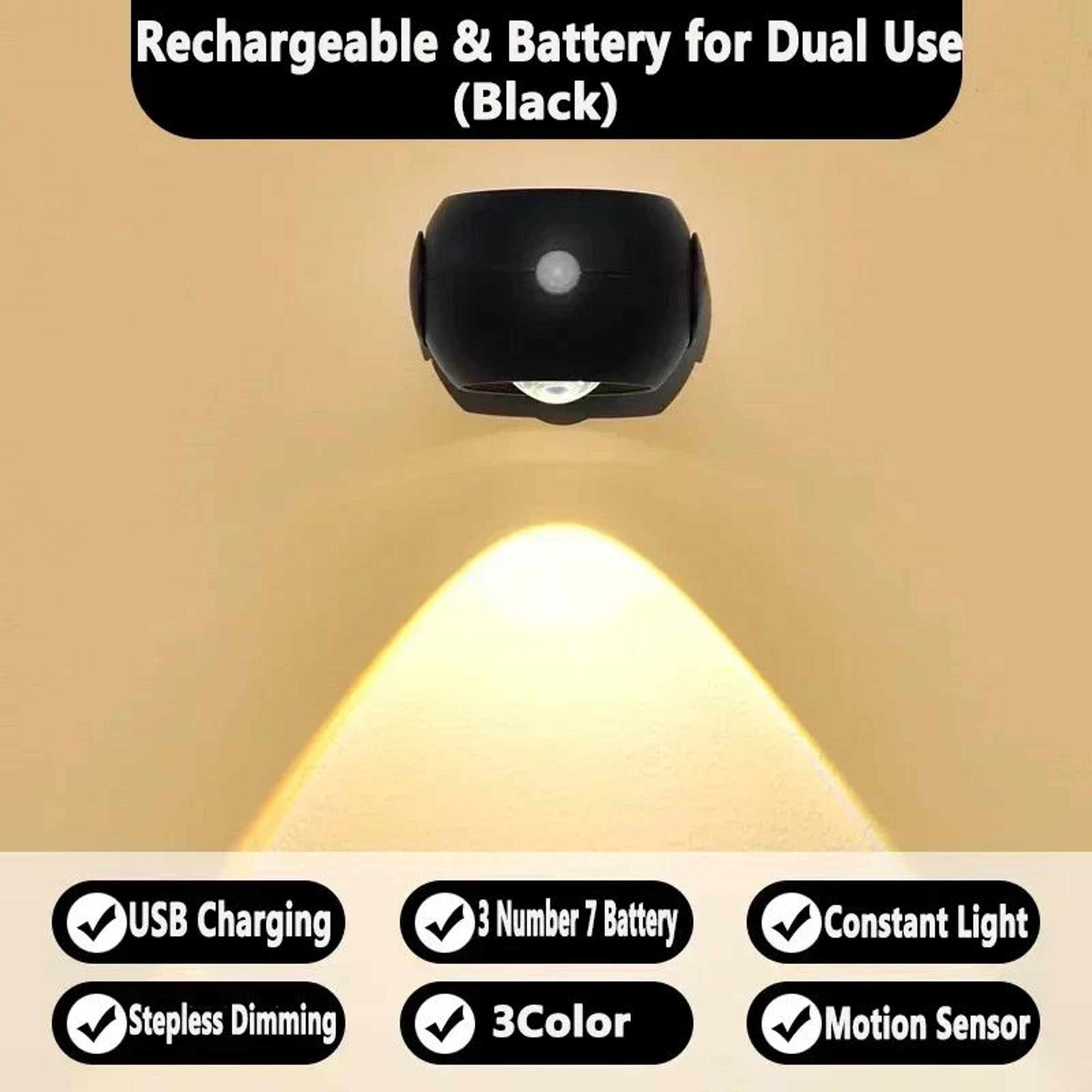 360 Rotatable Rechargeable LED Motion Sensor Wall Lamp 9