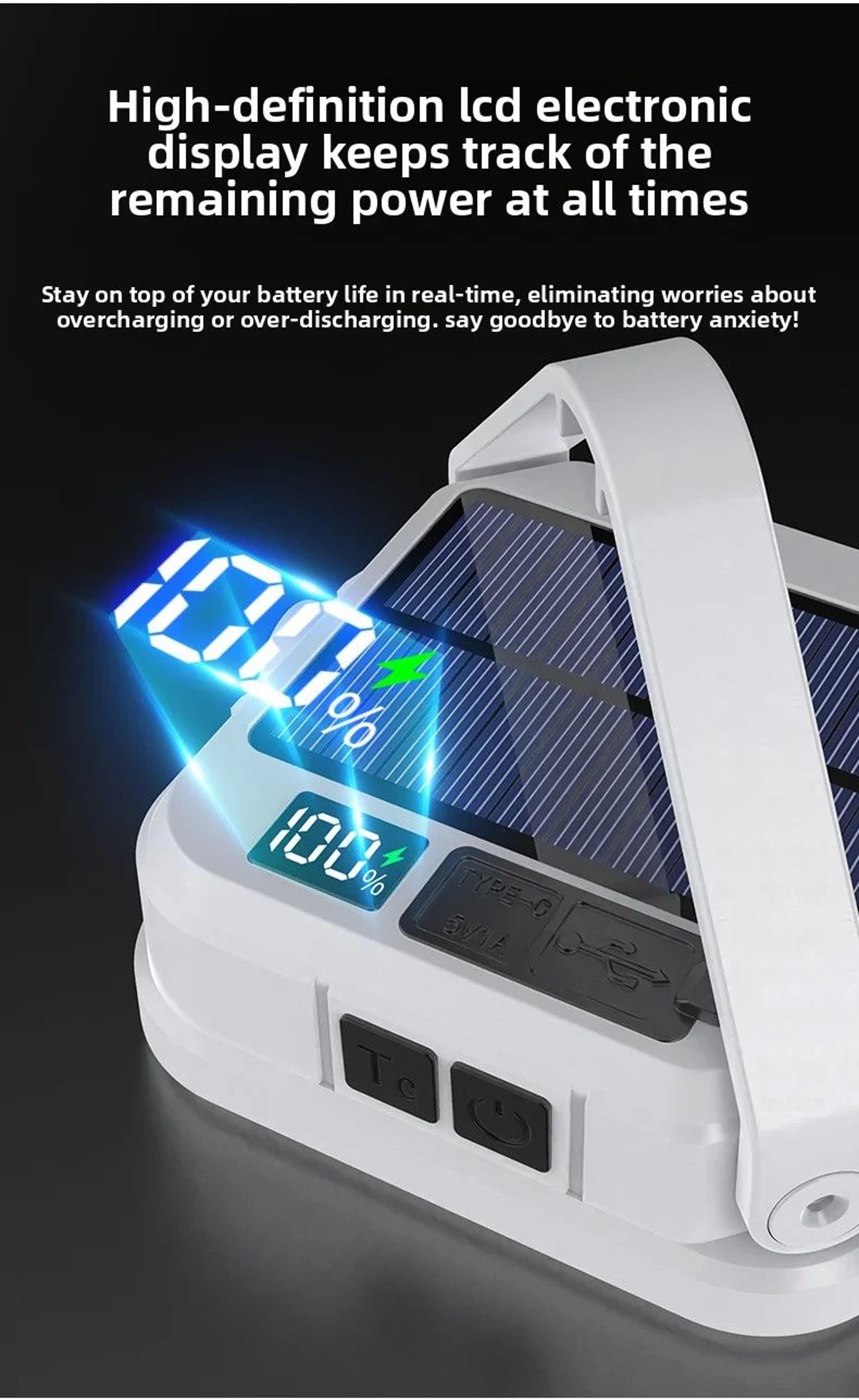 Portable Solar Rechargeable LED Camping Hanging Light 6