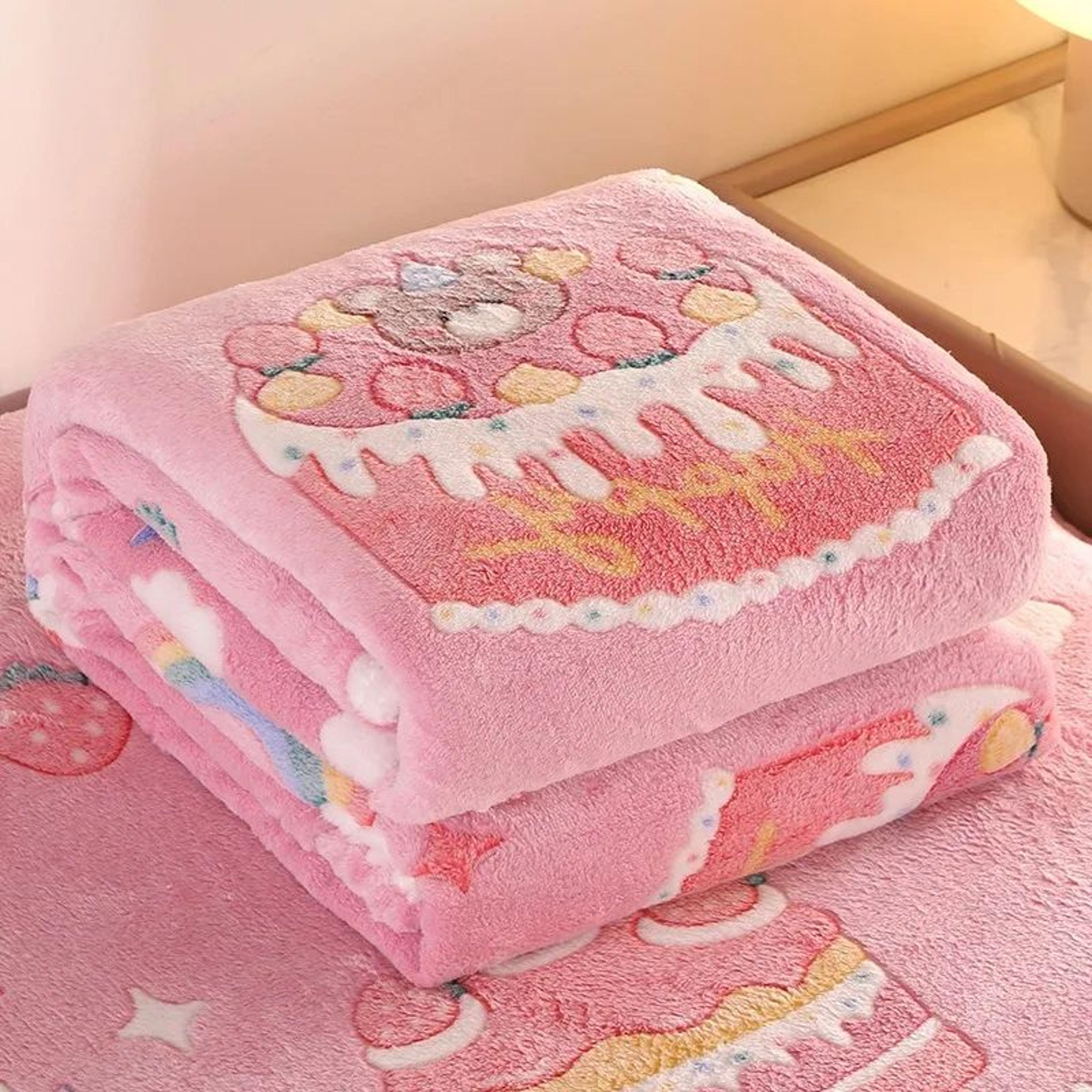 Cozy Pink Strawberry Floral Flannel Throw Blanket 8