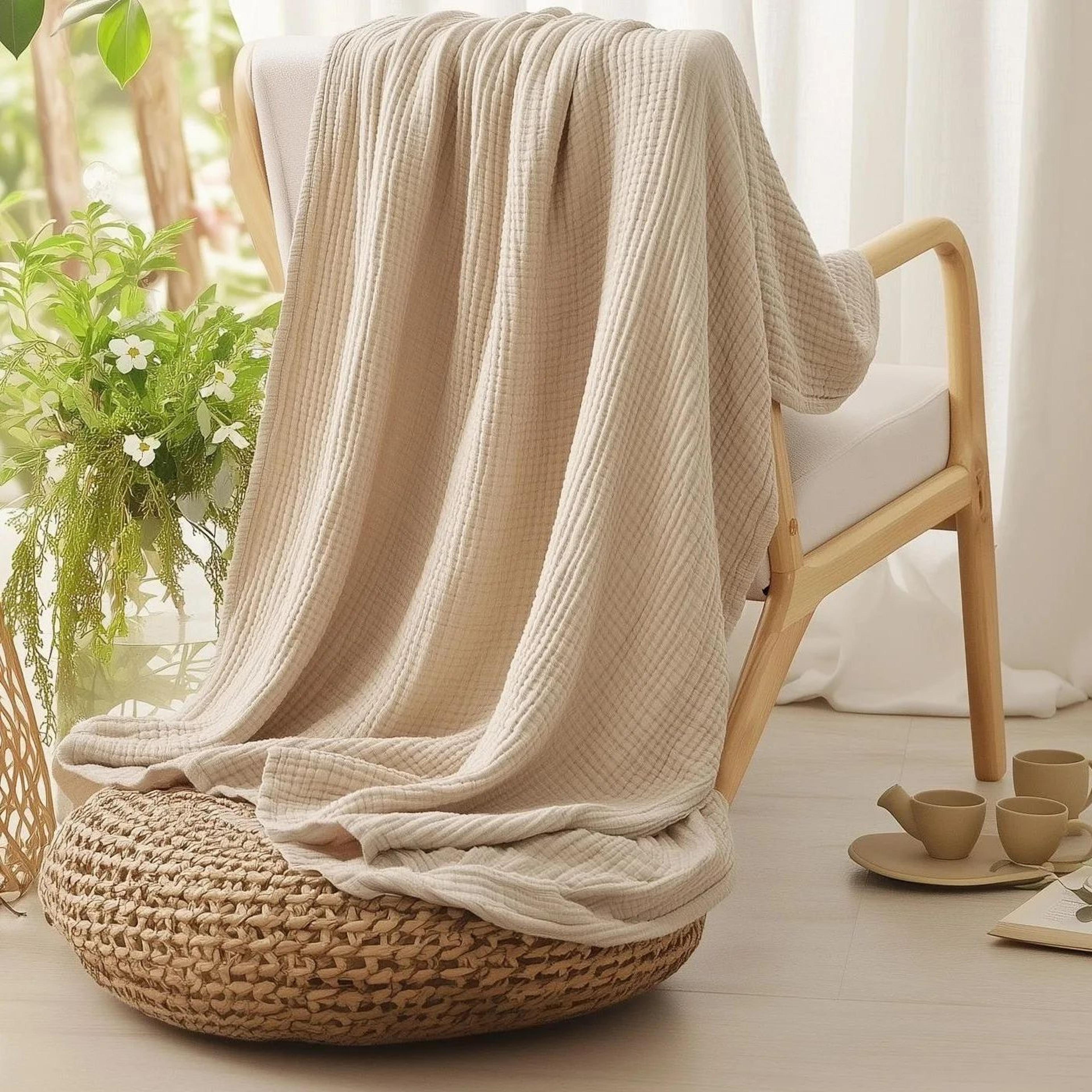 Six Layer Cotton Muslin Breathable Swaddle Blanket 3