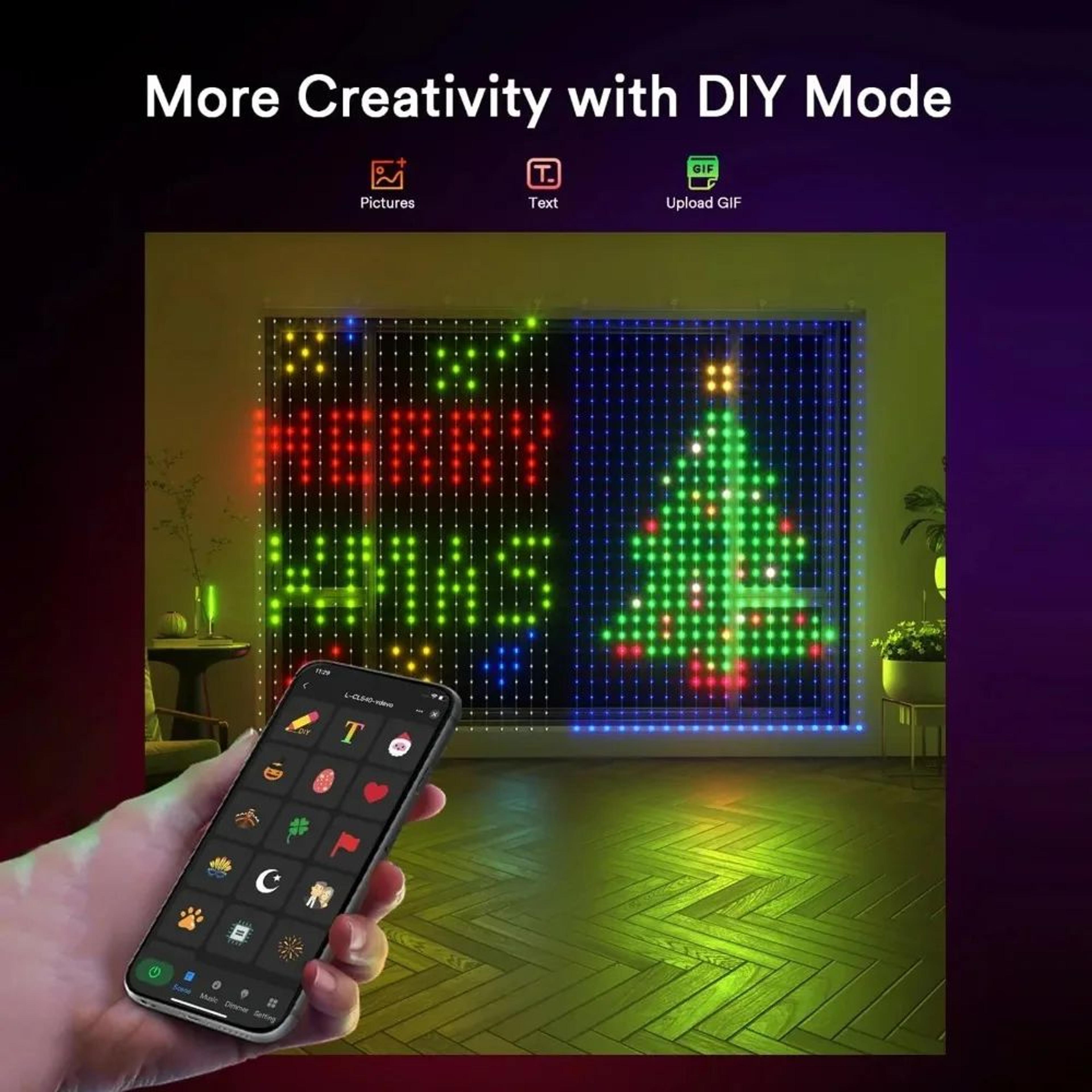 Smart RGB Curtain String Lights With Music Sync 2