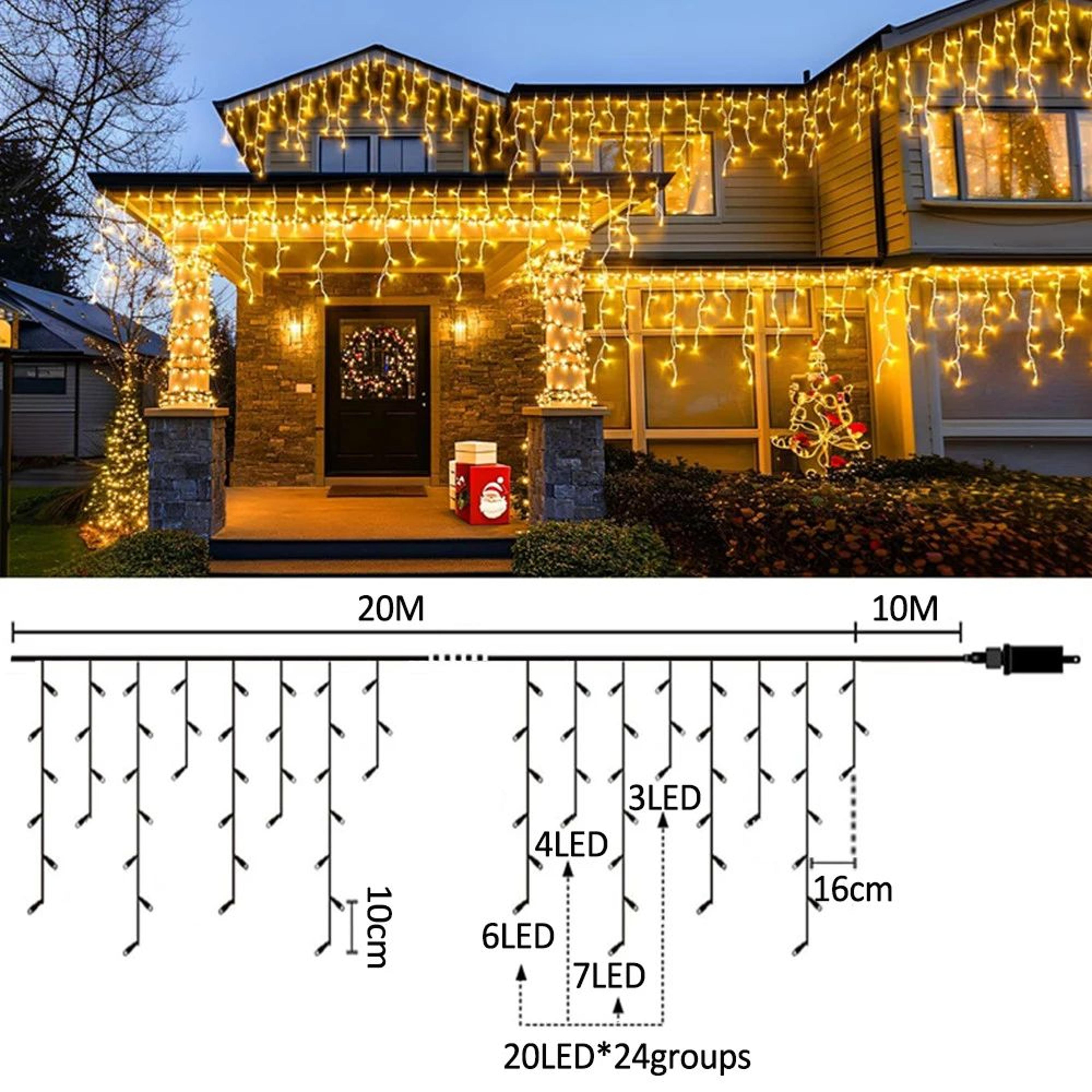 Waterproof LED Icicle String Lights With 8 Lighting Modes 5