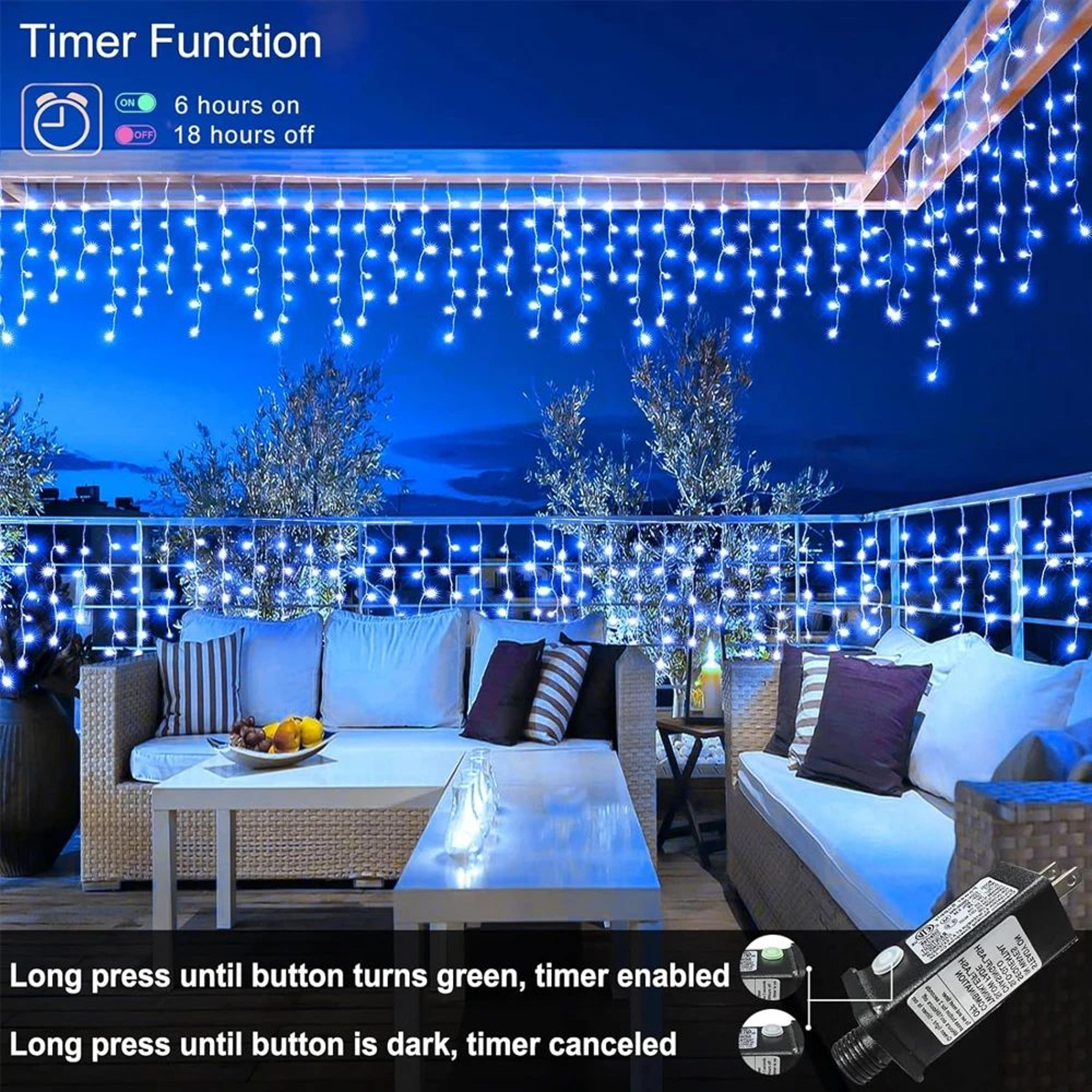 Waterproof LED Icicle String Lights With 8 Lighting Modes 4