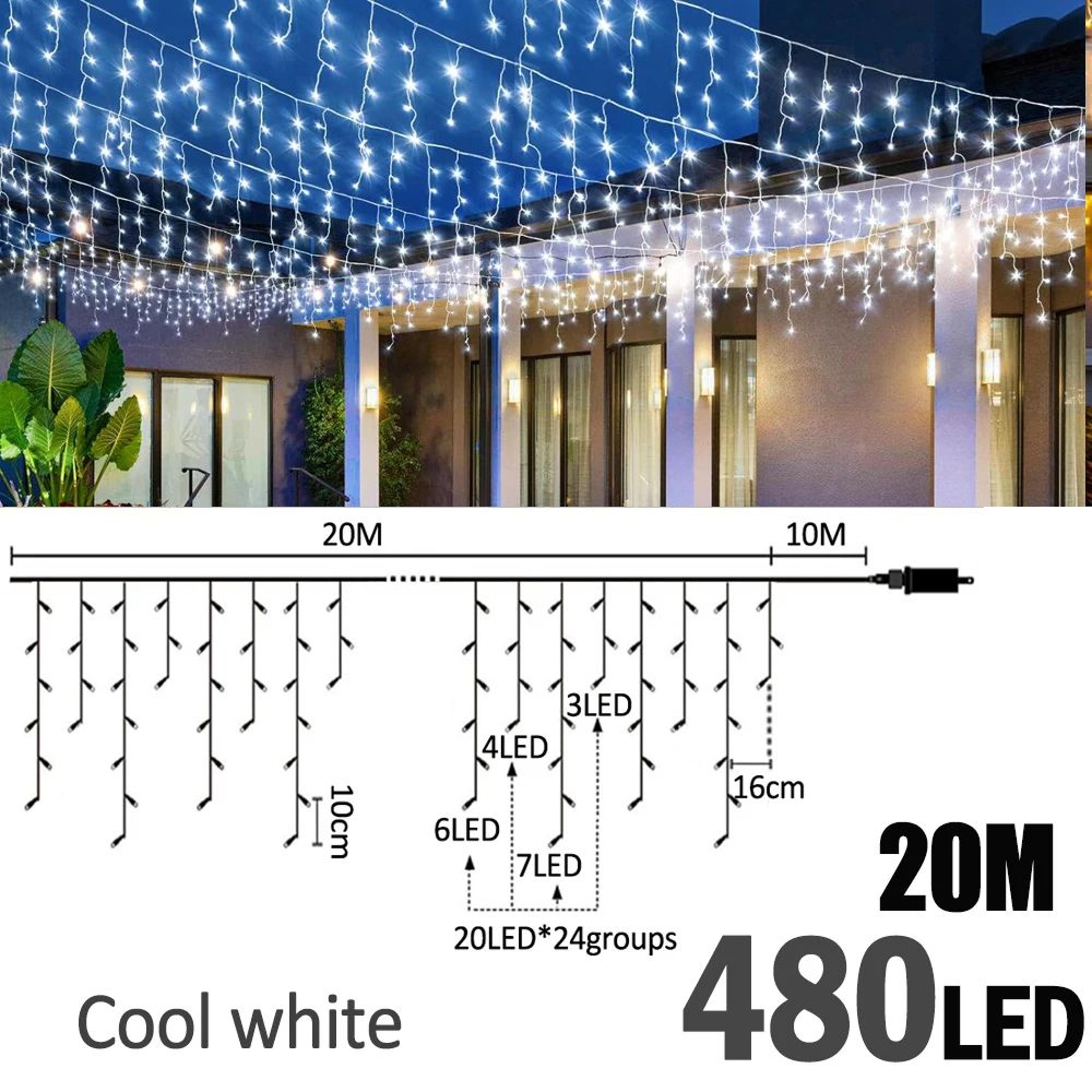 Waterproof LED Icicle String Lights With 8 Lighting Modes 8