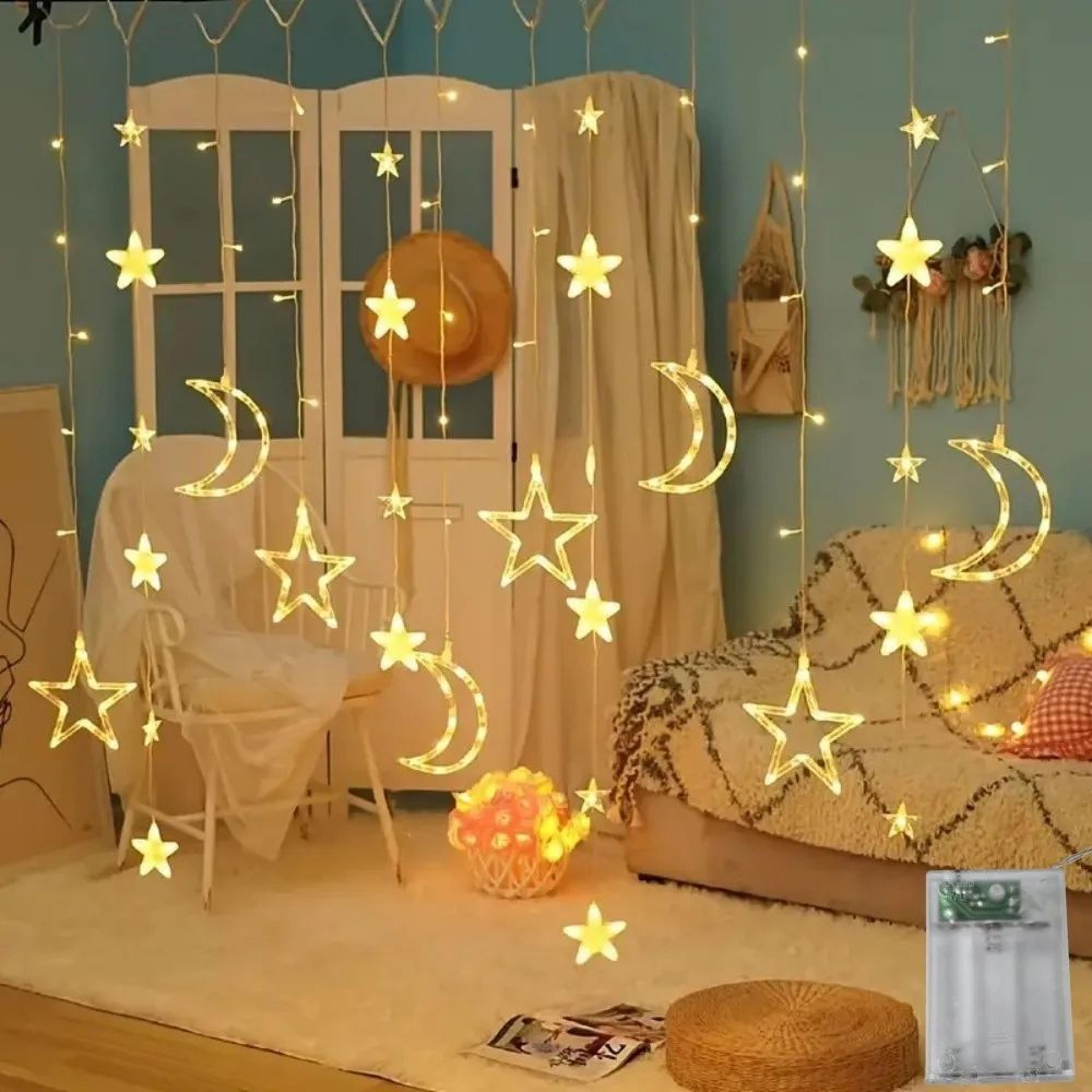 Star And Moon LED Curtain Lights For Room Decor 2